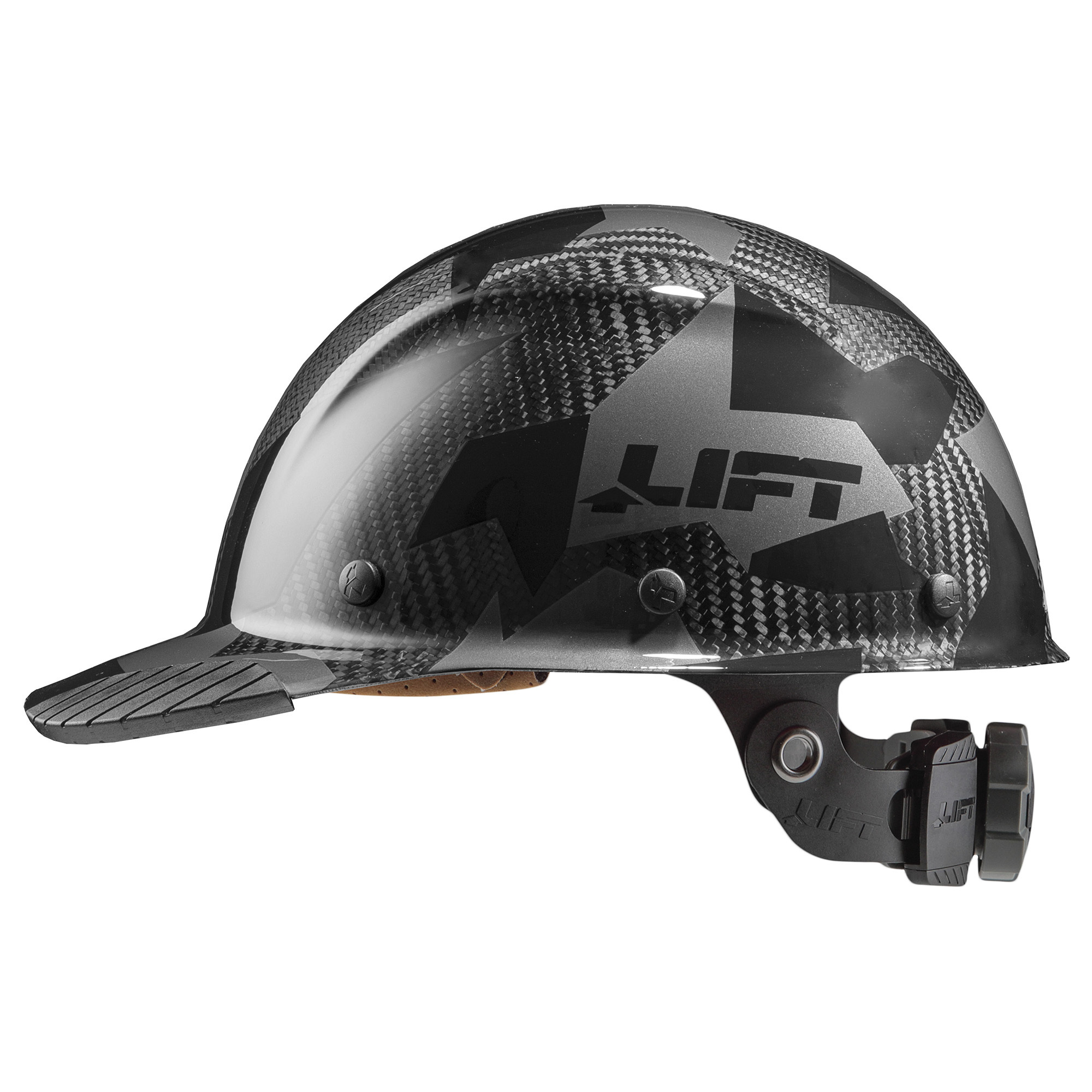 LIFT Safety, DAX Carbon Fiber Cap Brim (Black Camo), Hard Hat Style Half Brim, Hat Size Adjustable, Color Other, Model HDCC-20CK