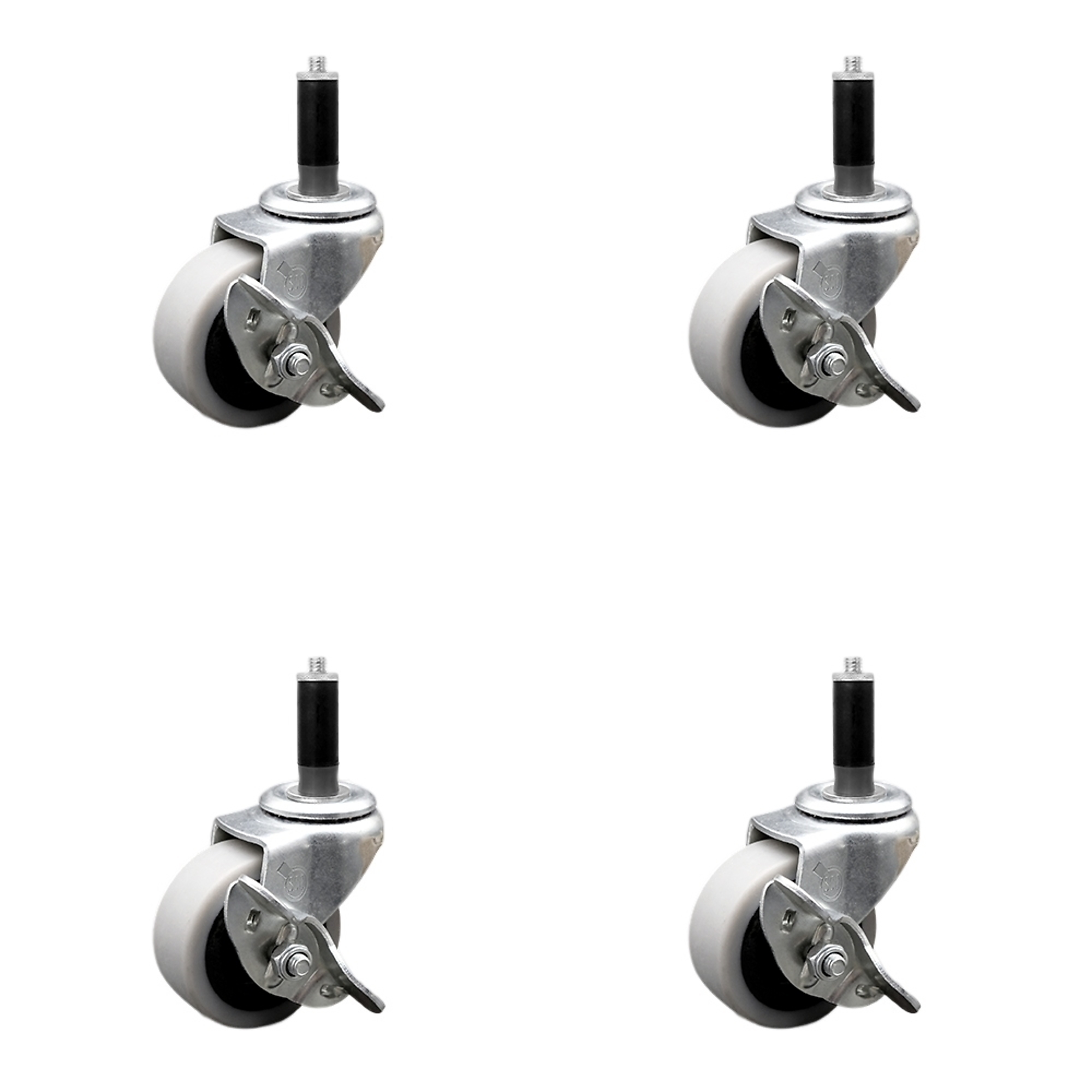 Service Caster, 2Inch Stem Casters, Wheel Diameter 2 in, Caster Type Swivel, Package (qty.) 4, Model SCC-EX05S210-TPRS-SLB-1-4