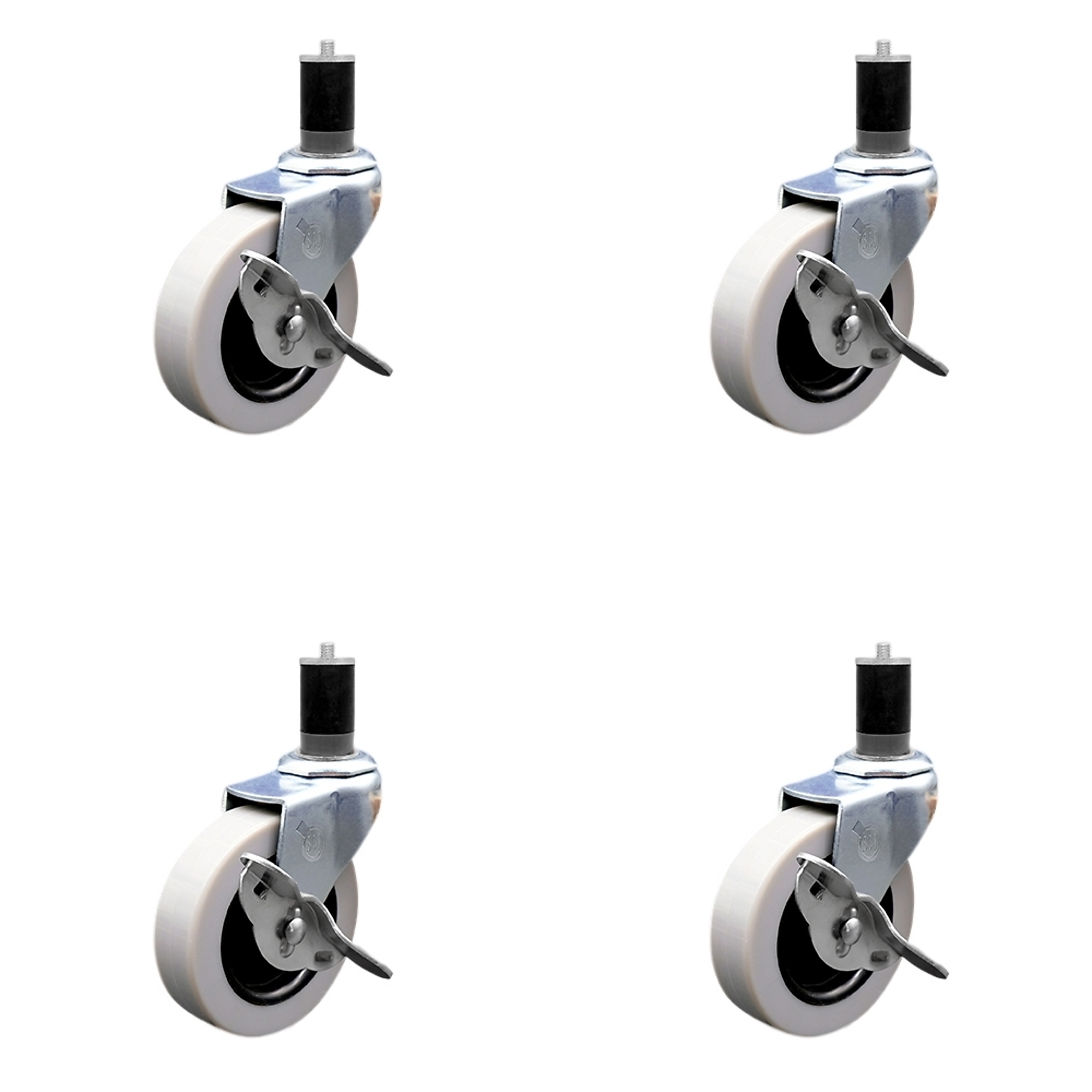 Service Caster, 3Inch Stem Casters, Wheel Diameter 3 in, Caster Type Swivel, Package (qty.) 4, Model SCC-EX05S310-TPRS-SLB-158-4