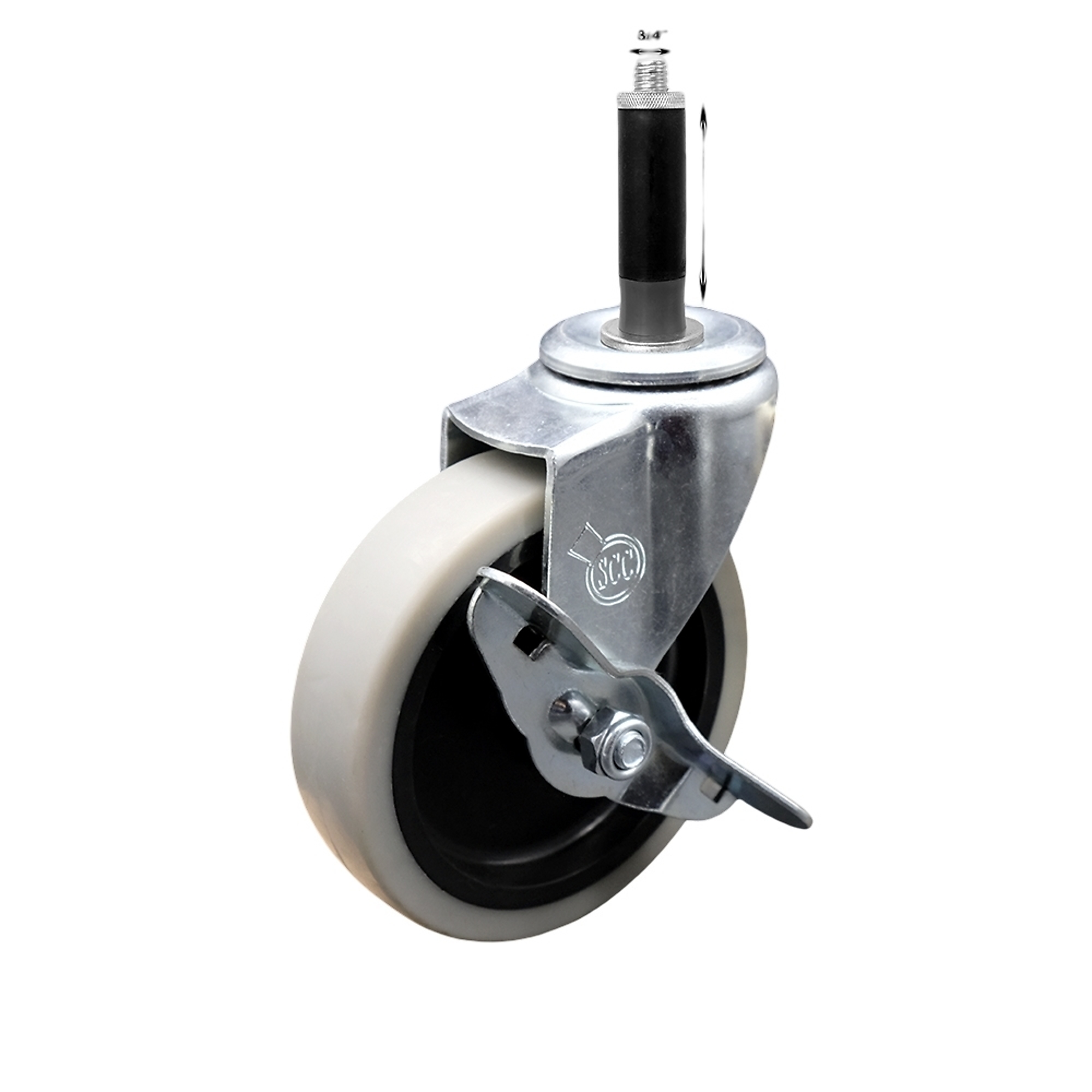 Service Caster, 4Inch Stem Caster, Wheel Diameter 4 in, Caster Type Swivel, Package (qty.) 1, Model SCC-EX05S410-TPRS-SLB-34