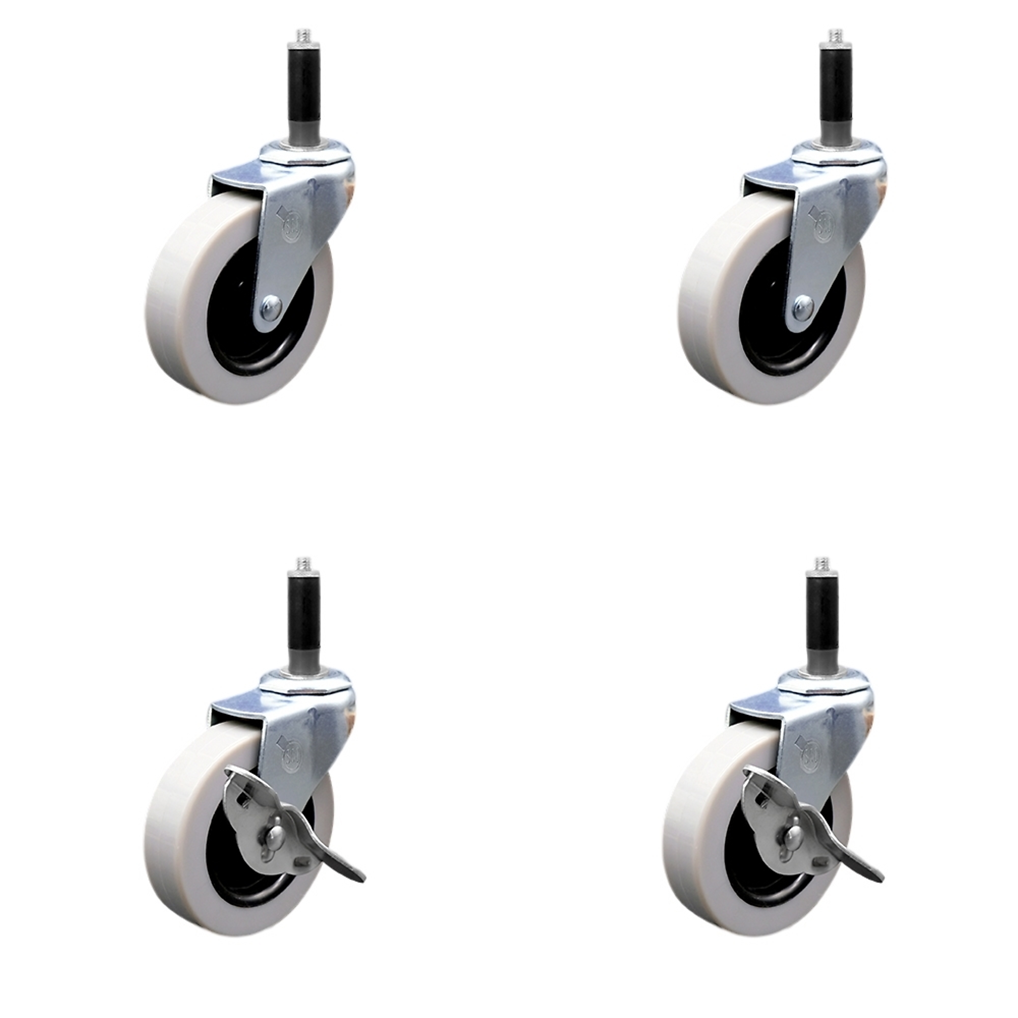 Service Caster, 3Inch Stem Casters, Wheel Diameter 3 in, Caster Type Swivel, Package (qty.) 4, Model SCC-EX05S310-TPRS-78-2-SLB-2