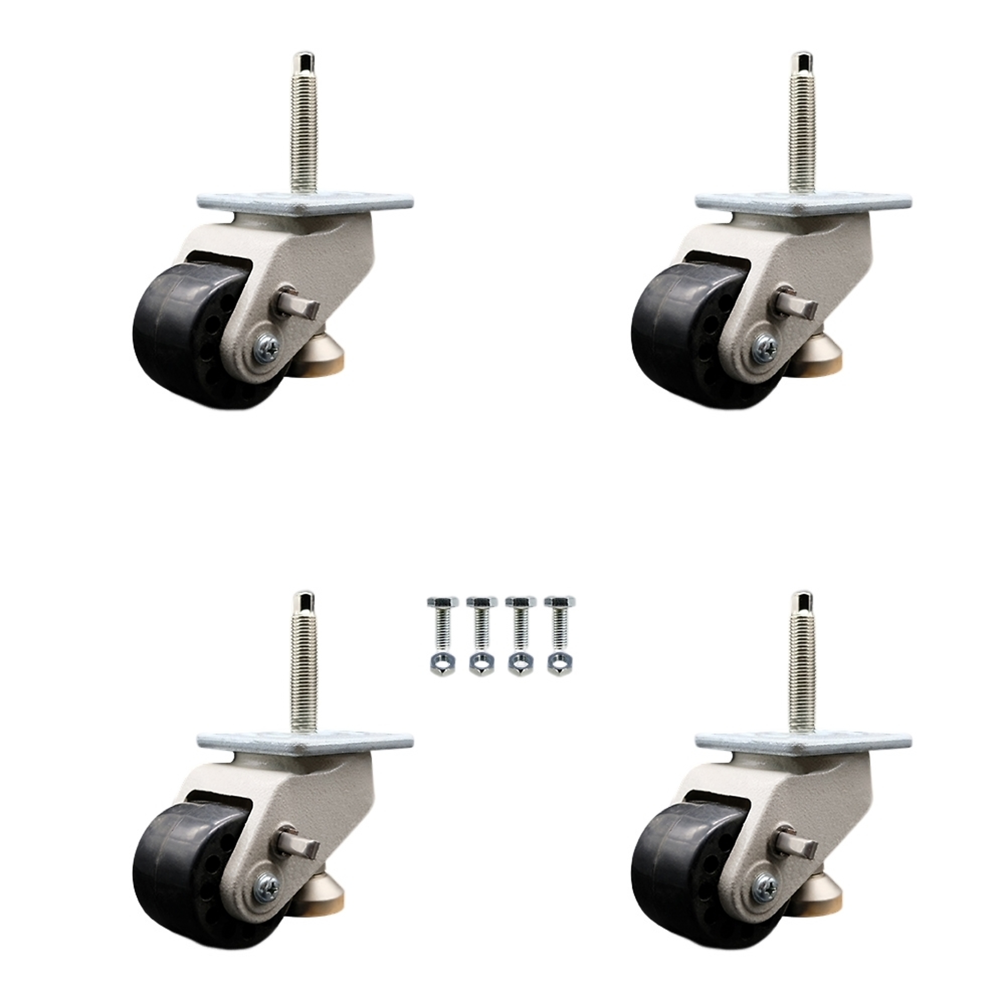 Service Caster, 2.8Inch Stem Casters, Wheel Diameter 2.8 in, Caster Type Swivel, Package (qty.) 4, Model SCC-TSLV30S75-NYR-1100-B-DC-4