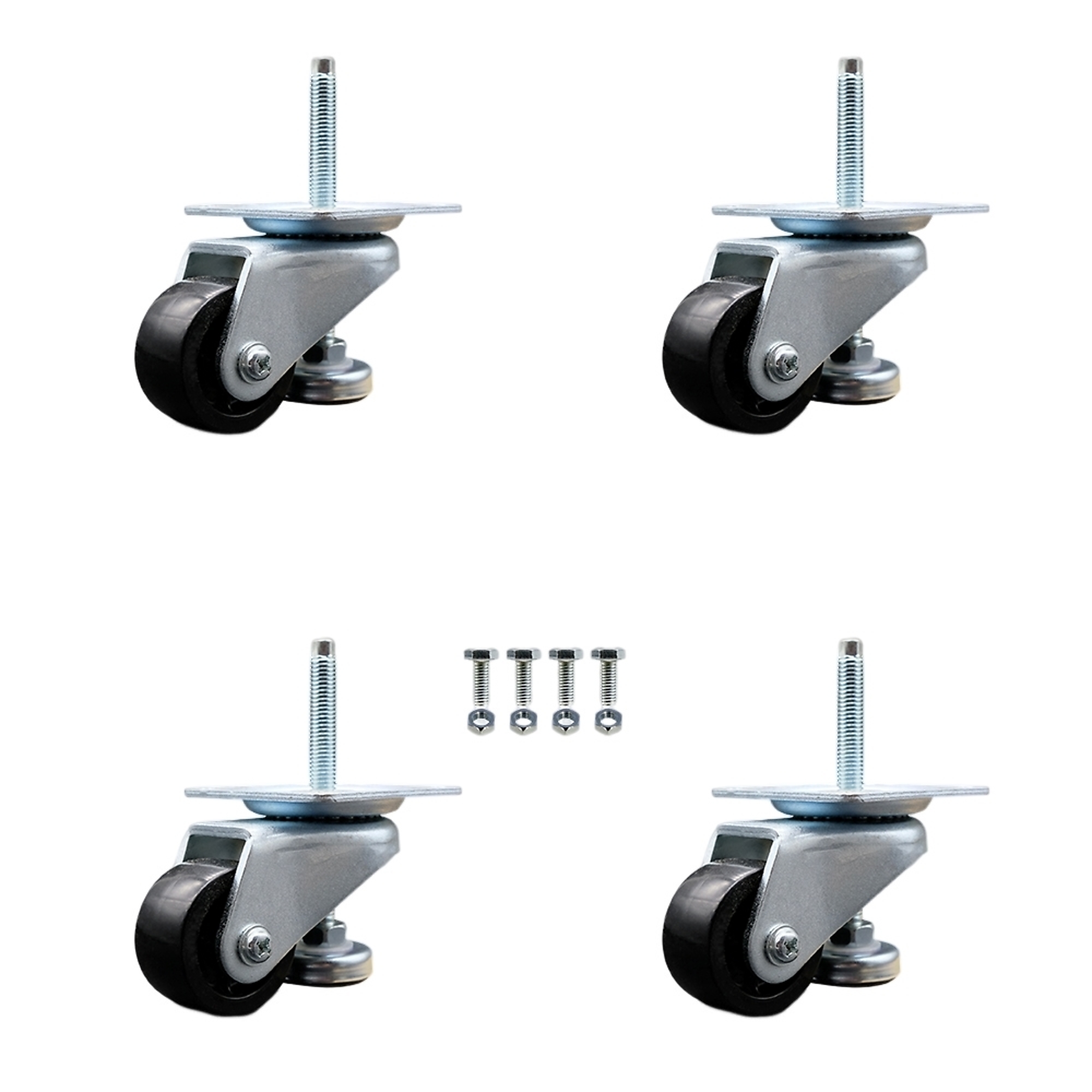 Service Caster, 2Inch Plate Casters, Wheel Diameter 2 in, Caster Type Swivel, Package (qty.) 4, Model SCC-TPLV20S50-NYR-200-ZC-4