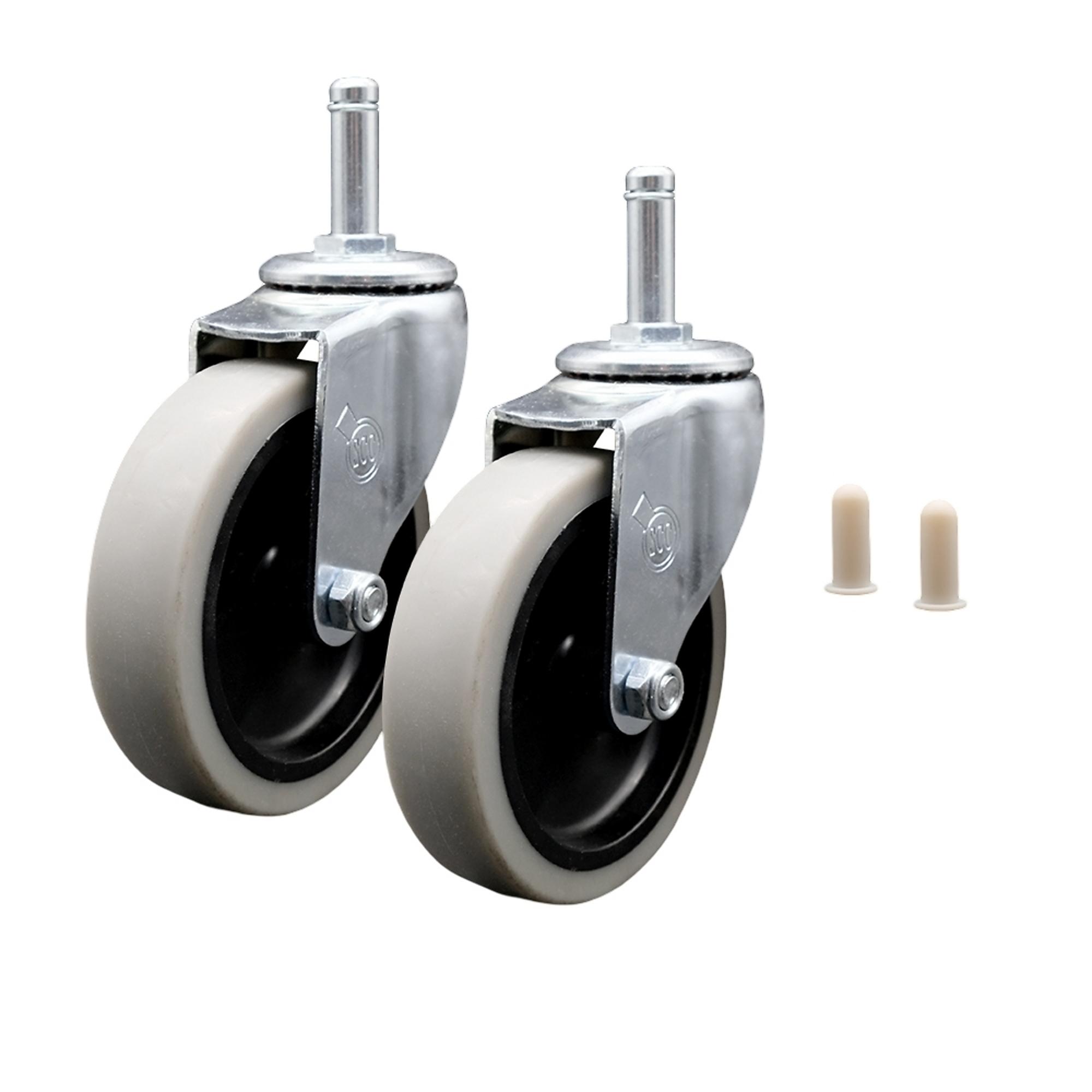 Service Caster, 4Inch x 1Inch Stem Casters, Wheel Diameter 4 in, Caster Type Swivel, Package (qty.) 2, Model RUB-SCC-GR05S410-TPRS-716138-X701-2