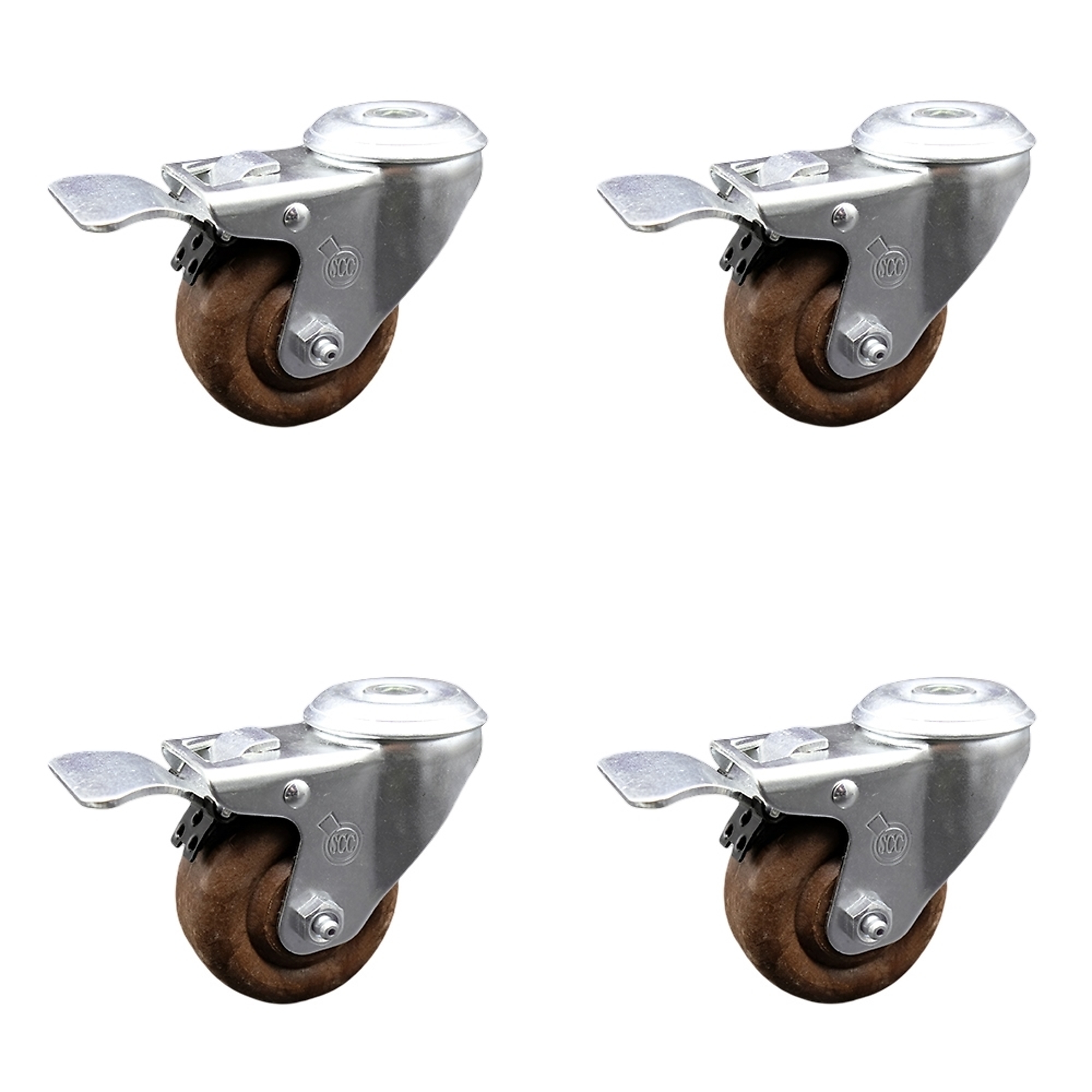 Service Caster, 3 1/2Inch x 1 1/4Inch Stem Casters, Wheel Diameter 3.5 in, Caster Type Swivel, Package (qty.) 4, Model SCC-BHTTL20S3514-GFNSHT-4