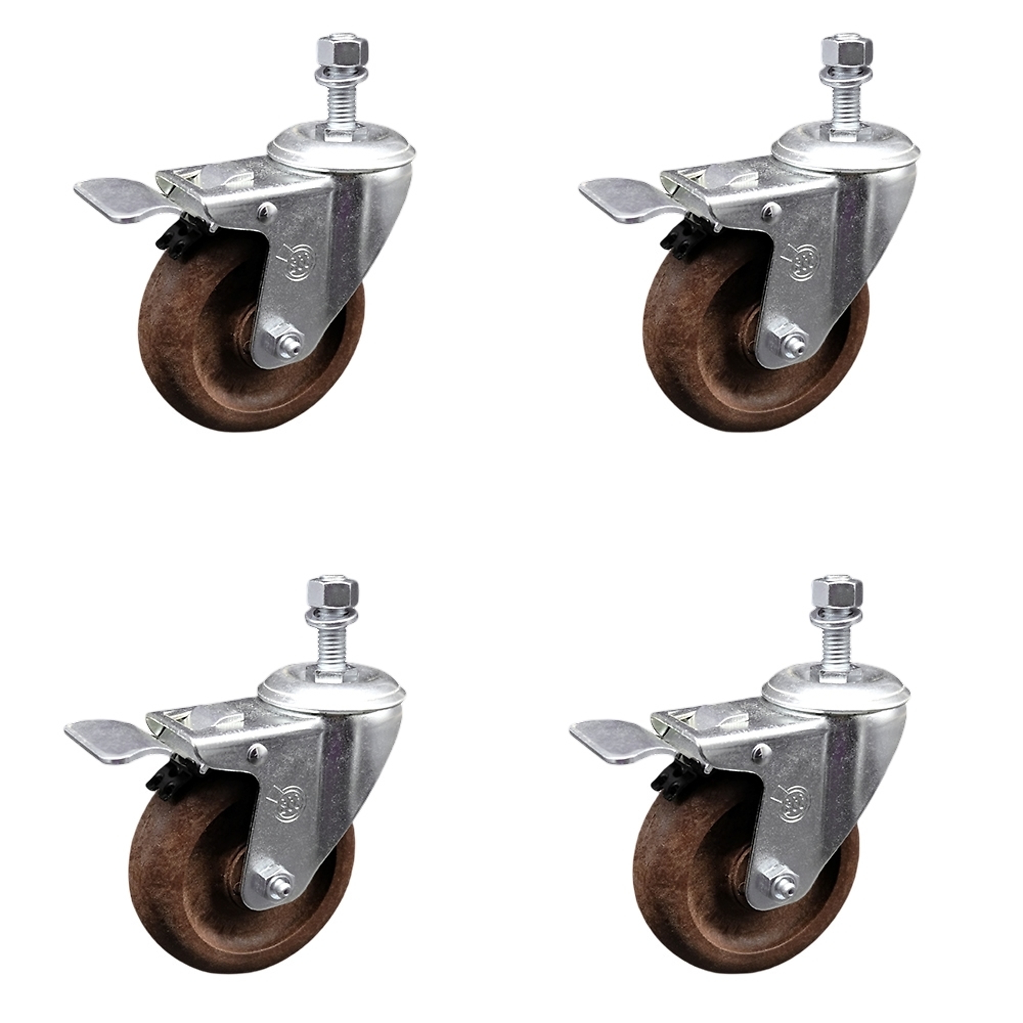 Service Caster, 4Inch x 1 1/4Inch Stem Casters, Wheel Diameter 4 in, Caster Type Swivel, Package (qty.) 4, Model SCC-TSTTL20S414-GFNSHT-121315-4