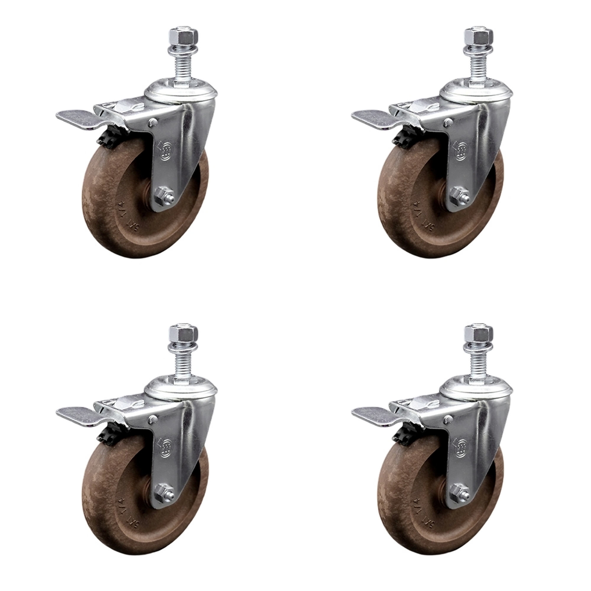 Service Caster, 5Inch x 1 1/4Inch Stem Casters, Wheel Diameter 5 in, Caster Type Swivel, Package (qty.) 4, Model SCC-TSTTL20S514-GFNSHT-381615-4