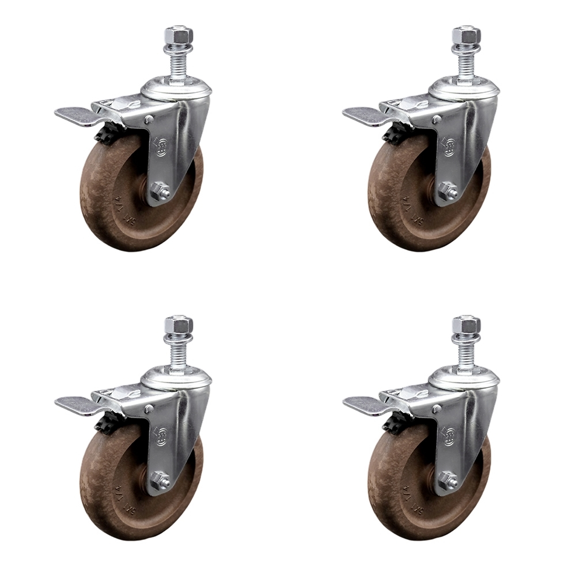 Service Caster, 5Inch x 1 1/4Inch Stem Casters, Wheel Diameter 5 in, Caster Type Swivel, Package (qty.) 4, Model SCC-SSTSTTL20S514-GFNSHT-381615-4