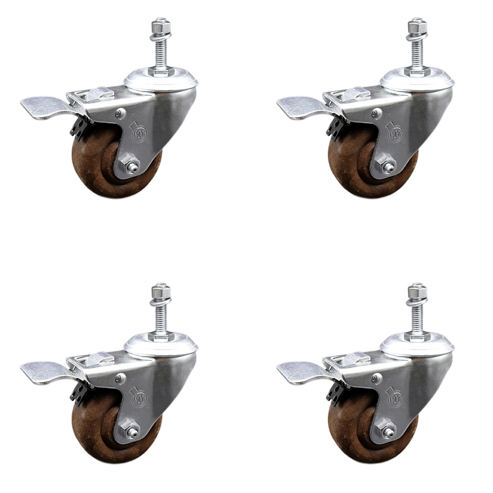 Service Caster, 3 1/2Inch x 1 1/4Inch Stem Casters, Wheel Diameter 3.5 in, Caster Type Swivel, Package (qty.) 4, Model SCC-TSTTL20S3514-GFNSHT-M1015-4