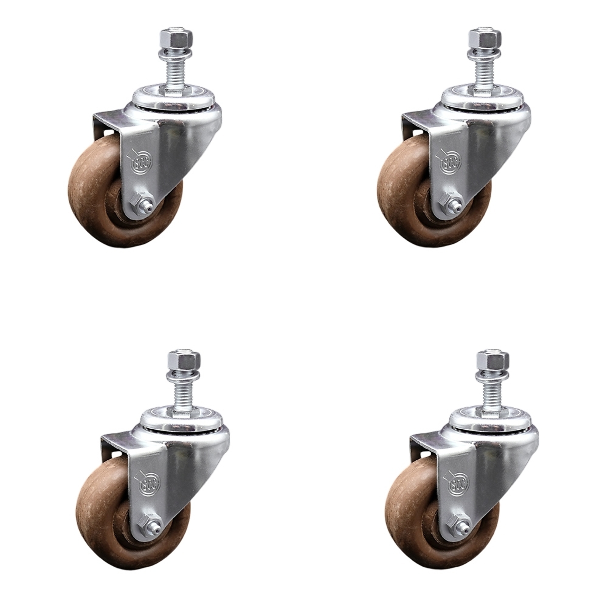 Service Caster, 3 1/2Inch x 1 1/4Inch Stem Casters, Wheel Diameter 3.5 in, Caster Type Swivel, Package (qty.) 4, Model SCC-TS20S3514-GFNSHT-M1215-4