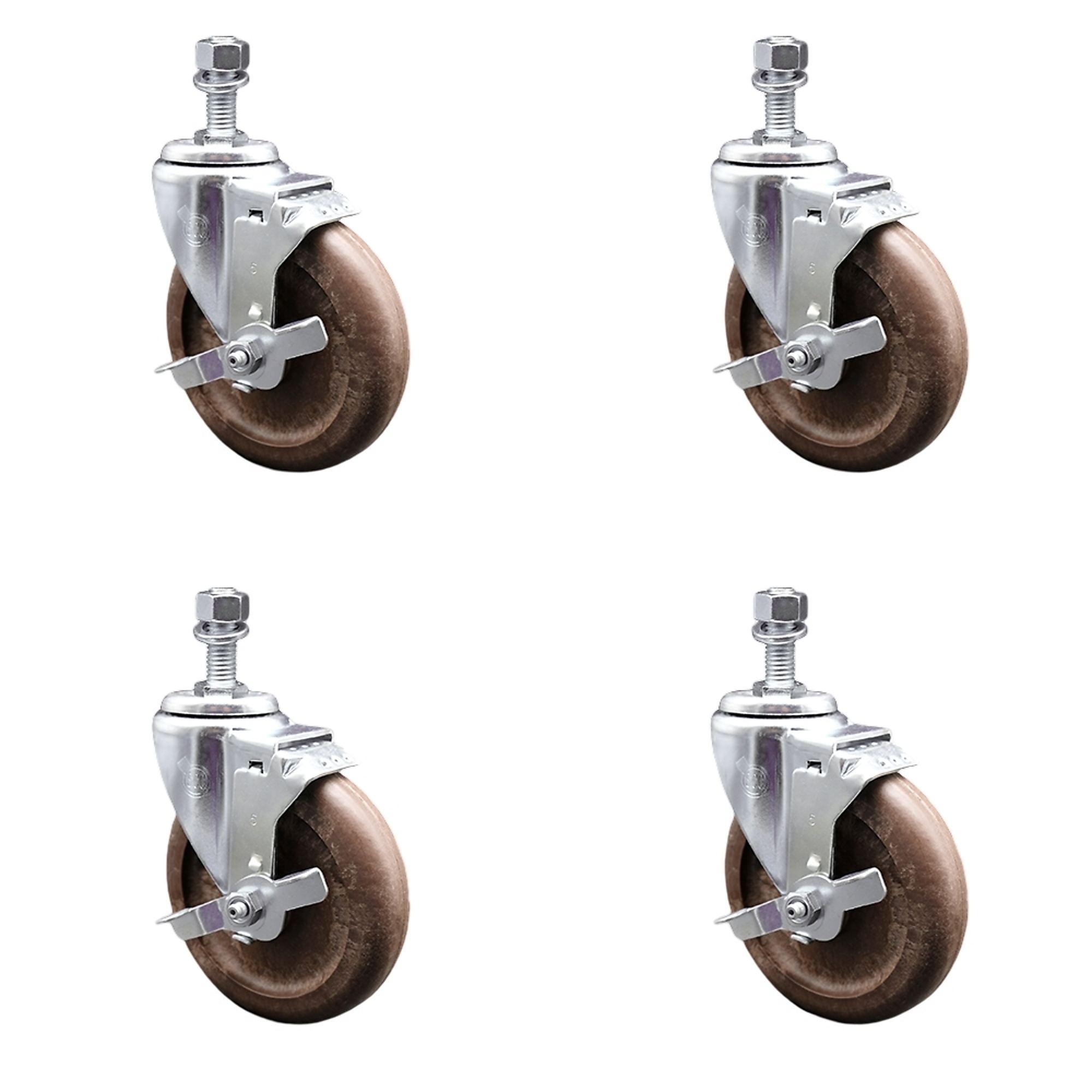 Service Caster, 5Inch x 1 1/4Inch Stem Casters, Wheel Diameter 5 in, Caster Type Swivel, Package (qty.) 4, Model SCC-SSTS20S514-GFNSHT-TLB-381615-4