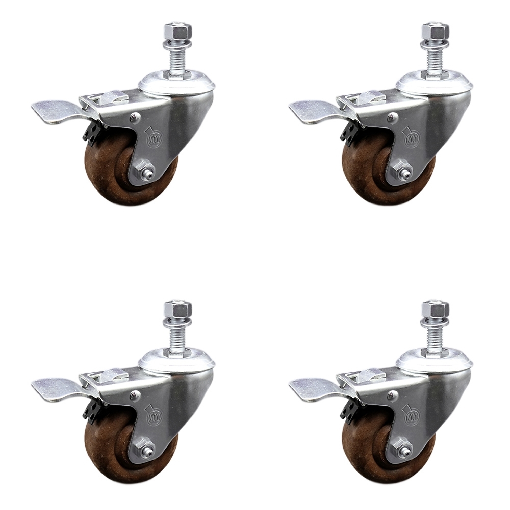 Service Caster, 3Inch x 1 1/4Inch Stem Casters, Wheel Diameter 3 in, Caster Type Swivel, Package (qty.) 4, Model SCC-TSTTL20S314-GFNSHT-M1215-4