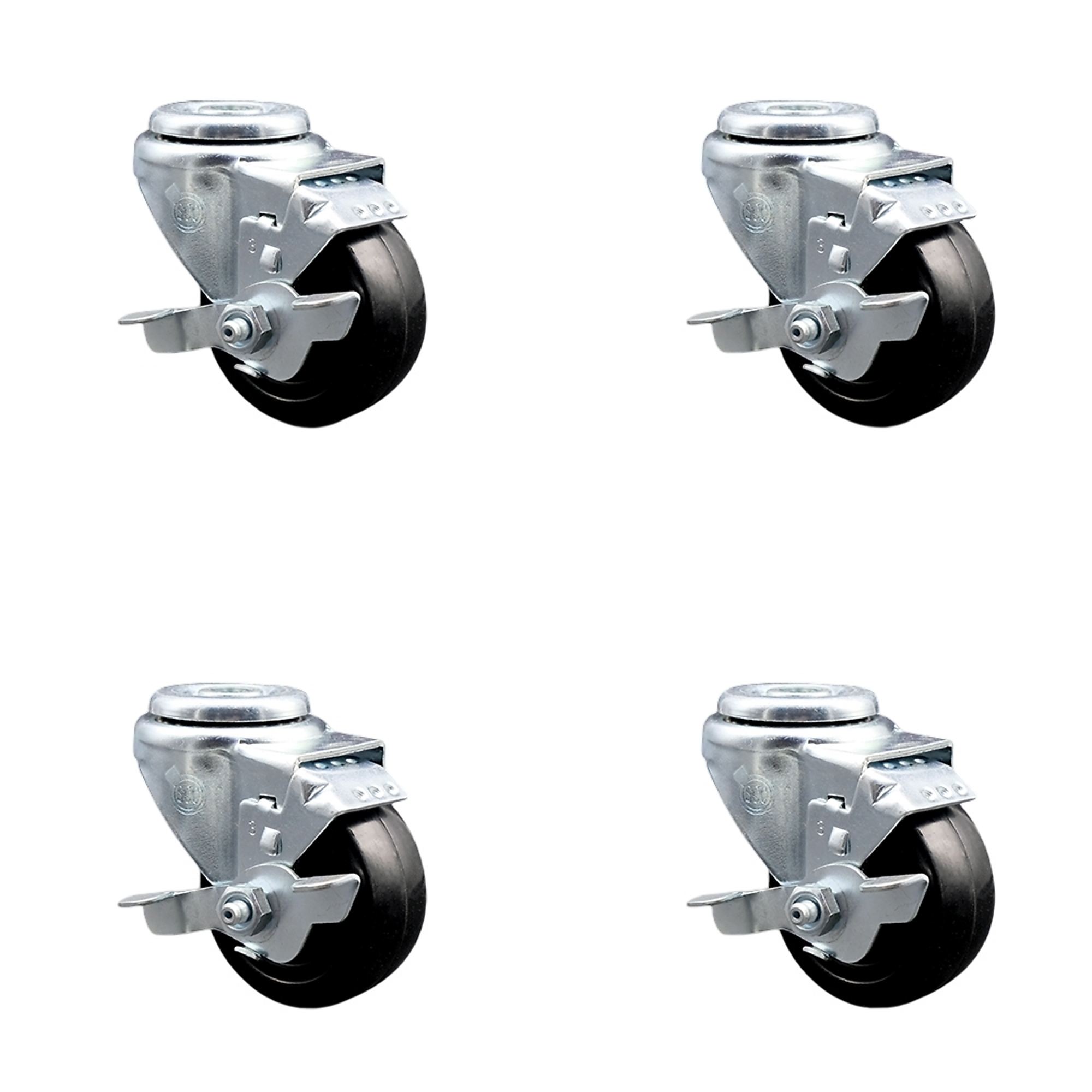 Service Caster, 3 1/2Inch x 1 1/4Inch Stem Casters, Wheel Diameter 3.5 in, Caster Type Swivel, Package (qty.) 4, Model SCC-BH20S3514-HRS-TLB-4