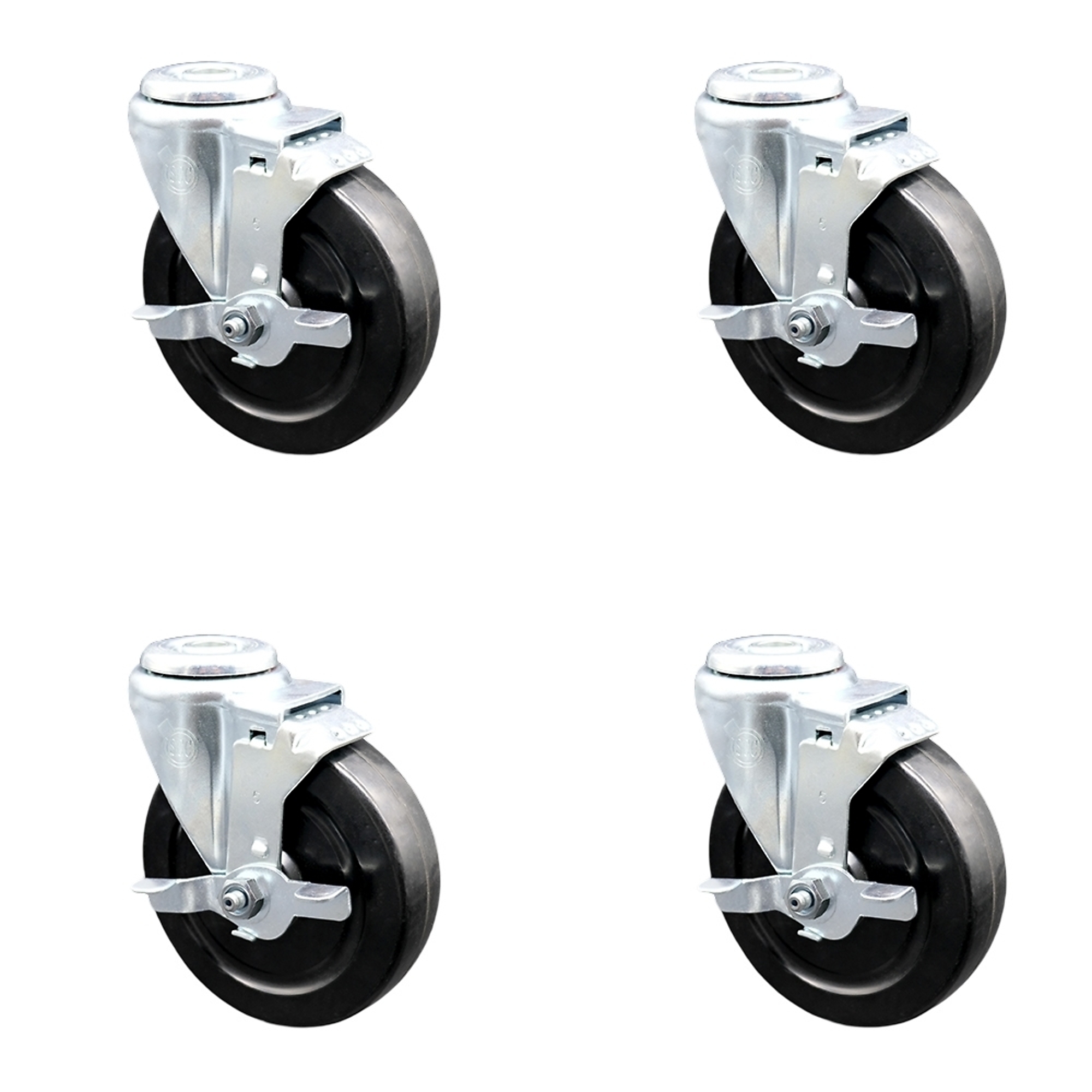 Service Caster, 5Inch x 1 1/4Inch Stem Casters, Wheel Diameter 5 in, Caster Type Swivel, Package (qty.) 4, Model SCC-BH20S514-HRS-TLB-4