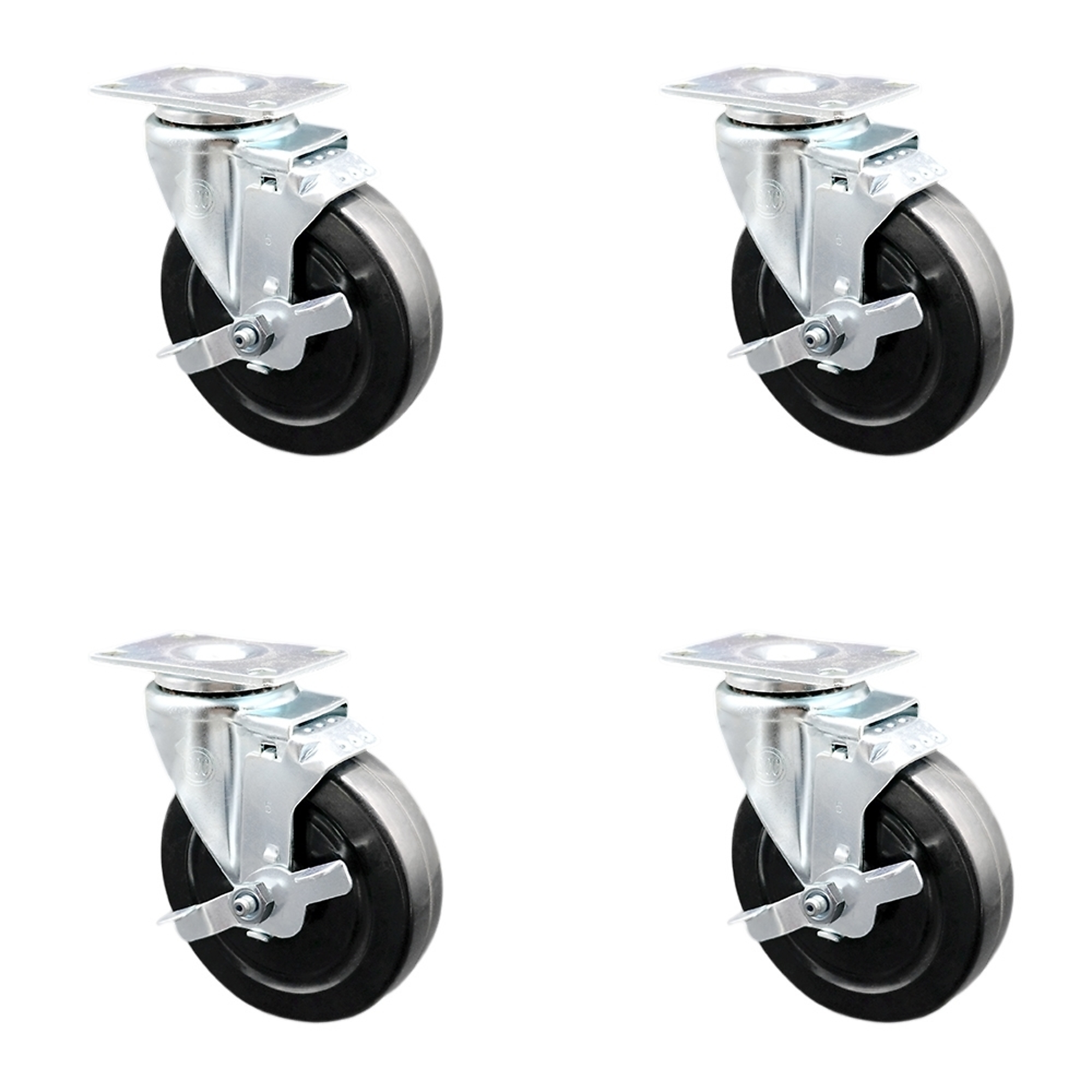 Service Caster, 5Inch x 1 1/4Inch Plate Casters, Wheel Diameter 5 in, Caster Type Swivel, Package (qty.) 4, Model SCC-SS20S514-HRS-TLB-4