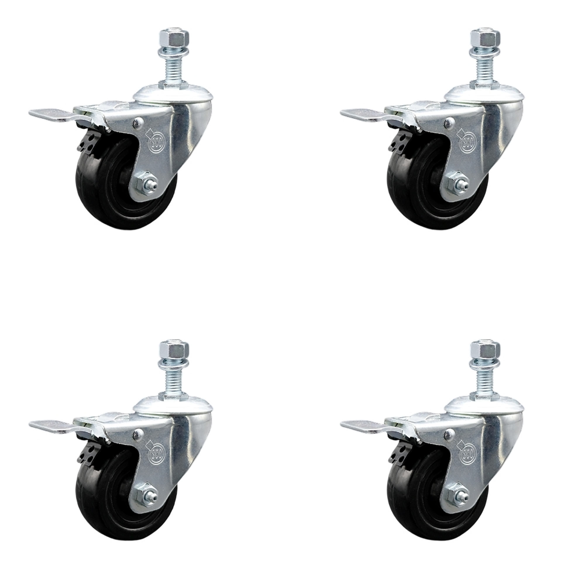 Service Caster, 3 1/2Inch x 1 1/4Inch Stem Casters, Wheel Diameter 3.5 in, Caster Type Swivel, Package (qty.) 4, Model SCC-TSTTL20S3514-HRS-121315-4