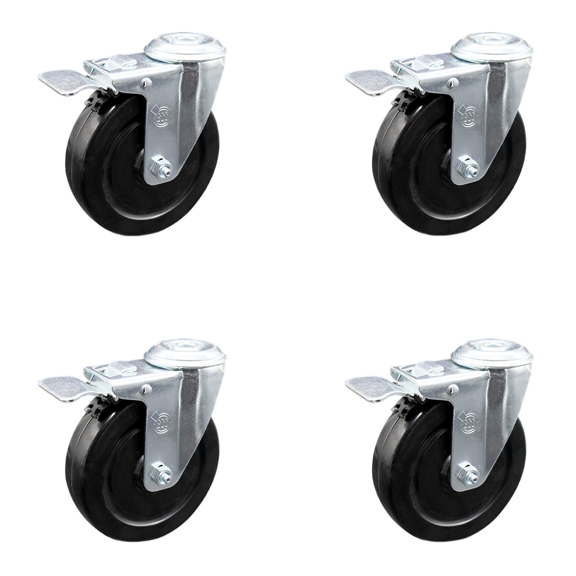 Service Caster, 5Inch x 1 1/4Inch Stem Casters, Wheel Diameter 5 in, Caster Type Swivel, Package (qty.) 4, Model SCC-BHTTL20S514-HRS-4