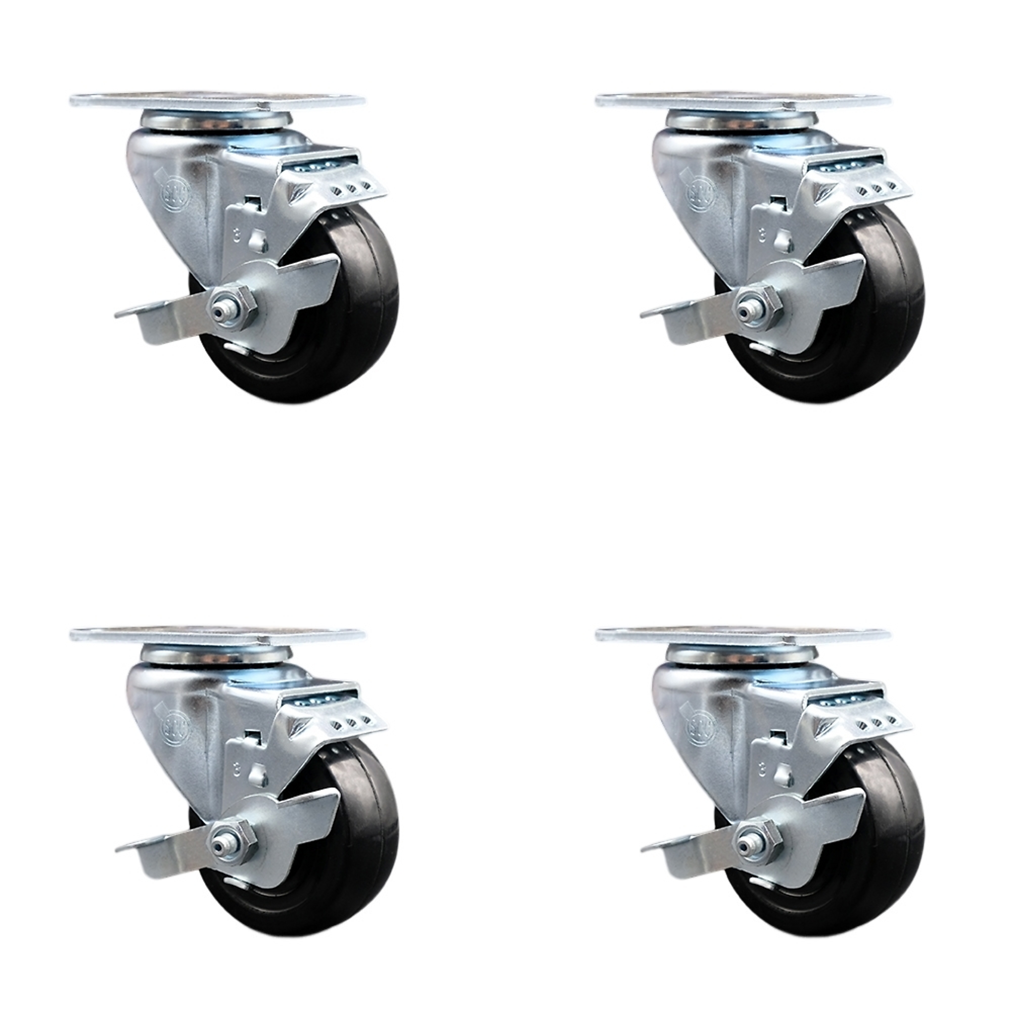 Service Caster, 3Inch x 1 1/4Inch Plate Casters, Wheel Diameter 3 in, Caster Type Swivel, Package (qty.) 4, Model SCC-SS20S314-HRS-TLB-4