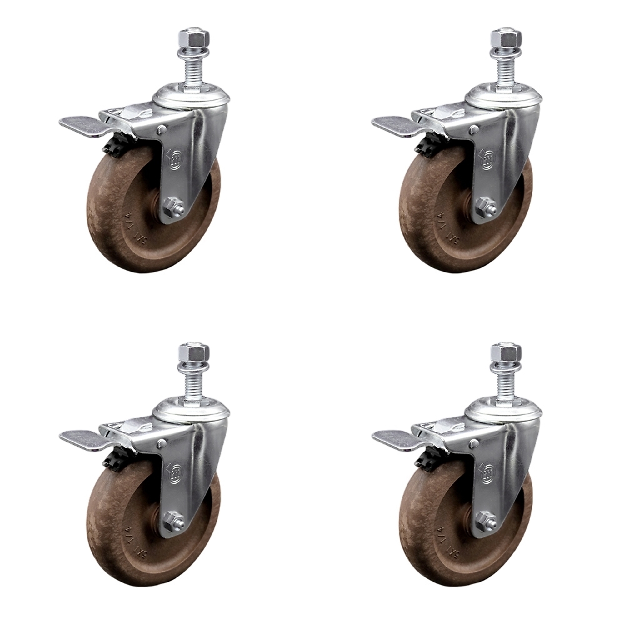 Service Caster, 5Inch x 1 1/4Inch Stem Casters, Wheel Diameter 5 in, Caster Type Swivel, Package (qty.) 4, Model SCC-SSTSTTL20S514-GFNSHT-M1215-4