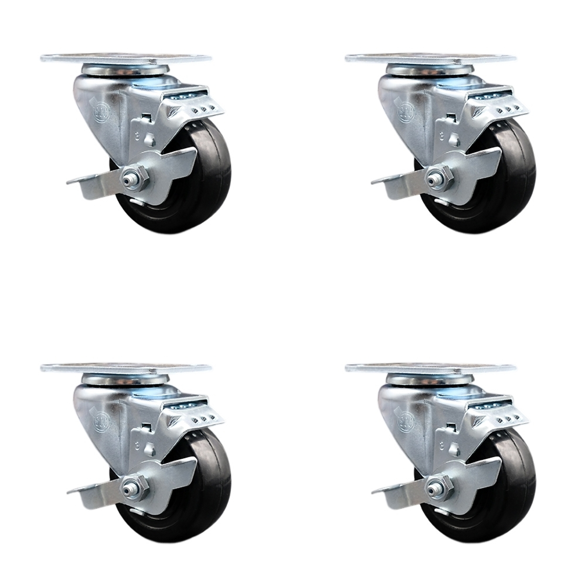 Service Caster, 3 1/2Inch x 1 1/4Inch Plate Casters, Wheel Diameter 3.5 in, Caster Type Swivel, Package (qty.) 4, Model SCC-SS20S3514-HRS-TLB-4