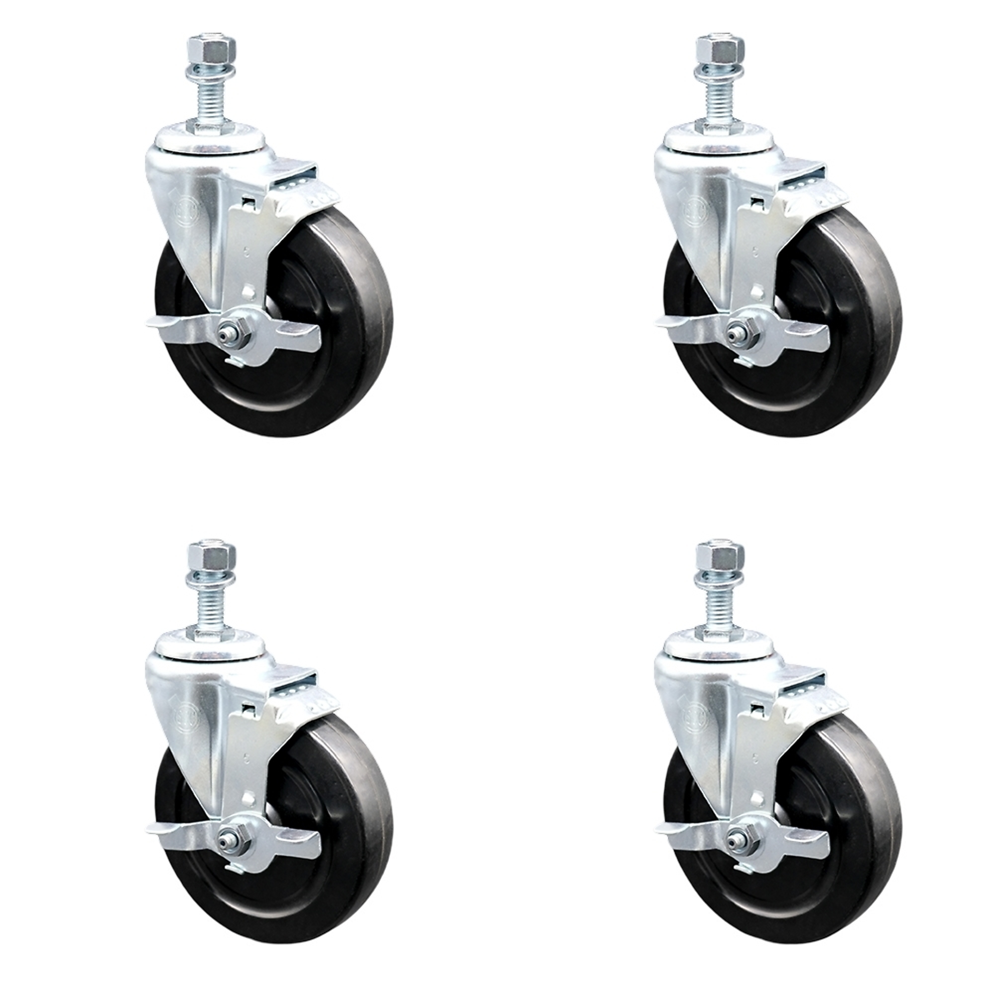 Service Caster, 5Inch x 1 1/4Inch Stem Casters, Wheel Diameter 5 in, Caster Type Swivel, Package (qty.) 4, Model SCC-TS20S514-HRS-TLB-121315-4