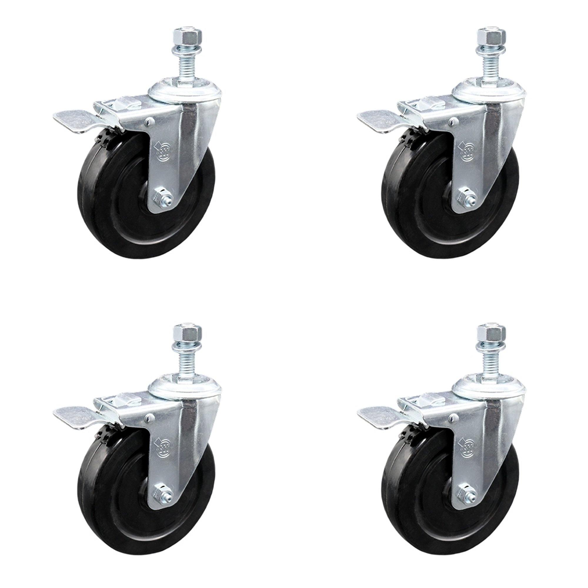 Service Caster, 5Inch x 1 1/4Inch Stem Casters, Wheel Diameter 5 in, Caster Type Swivel, Package (qty.) 4, Model SCC-TSTTL20S514-HRS-381615-4