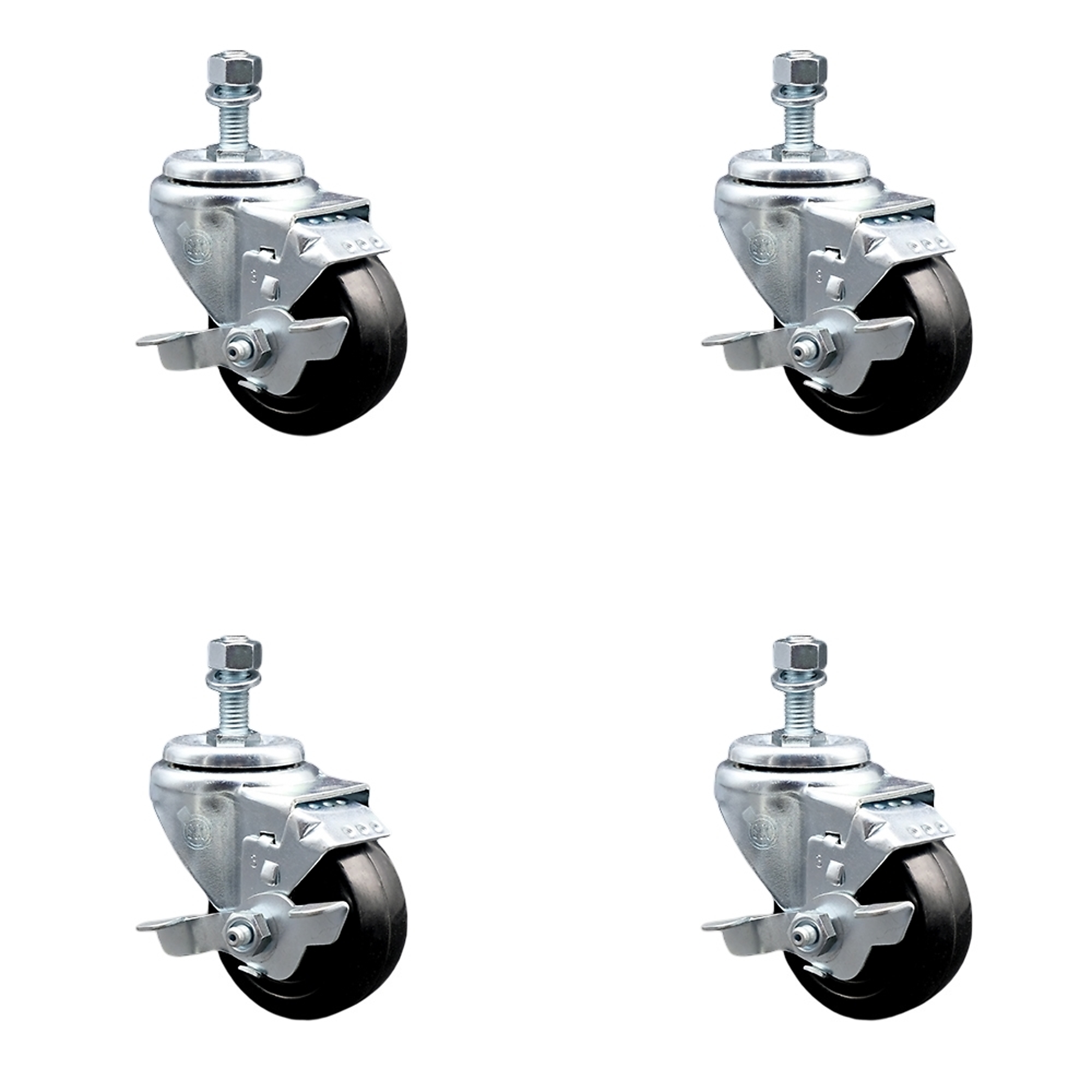 Service Caster, 3 1/2Inch x 1 1/4Inch Stem Casters, Wheel Diameter 3.5 in, Caster Type Swivel, Package (qty.) 4, Model SCC-SSTS20S3514-HRS-TLB-M1015-4