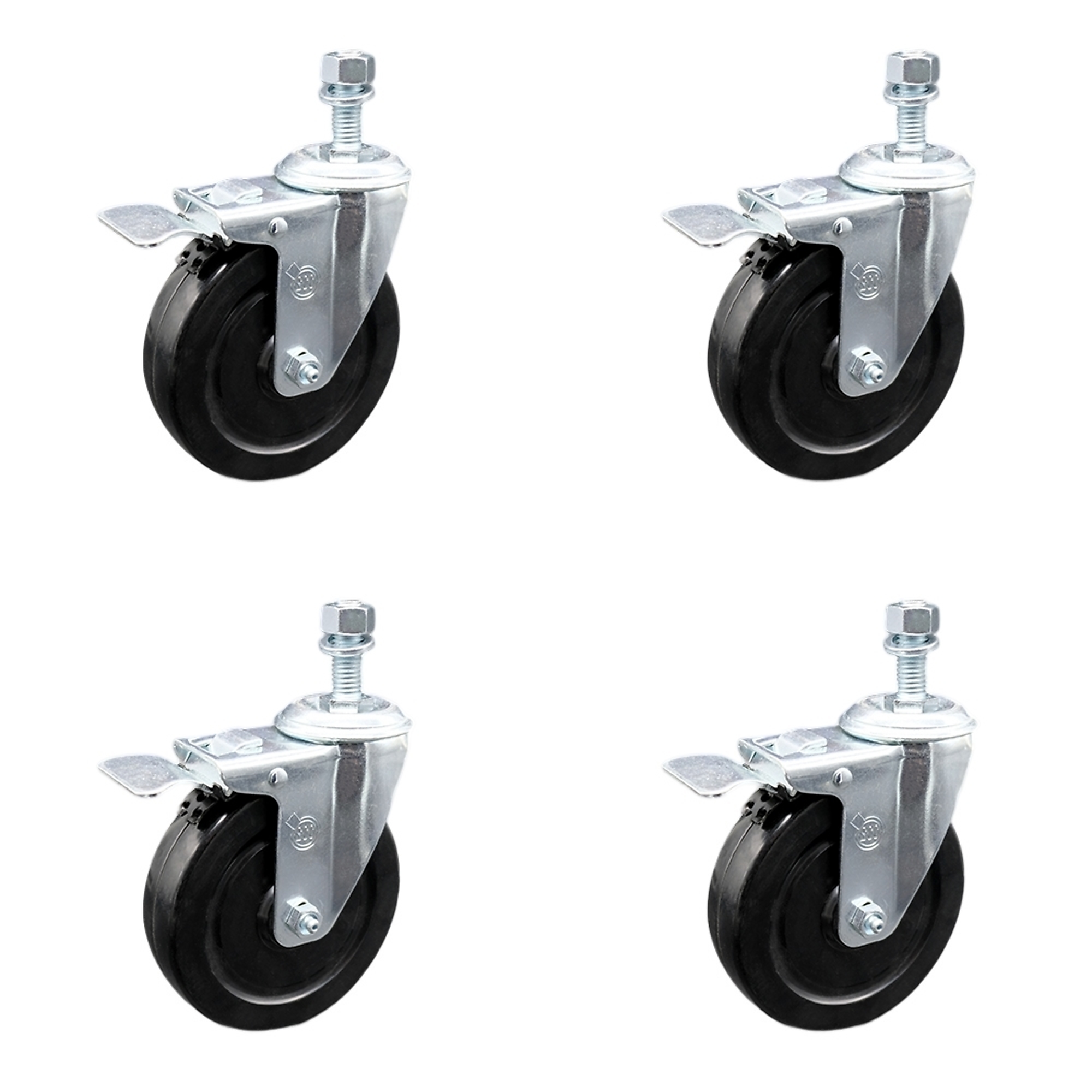 Service Caster, 5Inch x 1 1/4Inch Stem Casters, Wheel Diameter 5 in, Caster Type Swivel, Package (qty.) 4, Model SCC-SSTSTTL20S514-HRS-121315-4