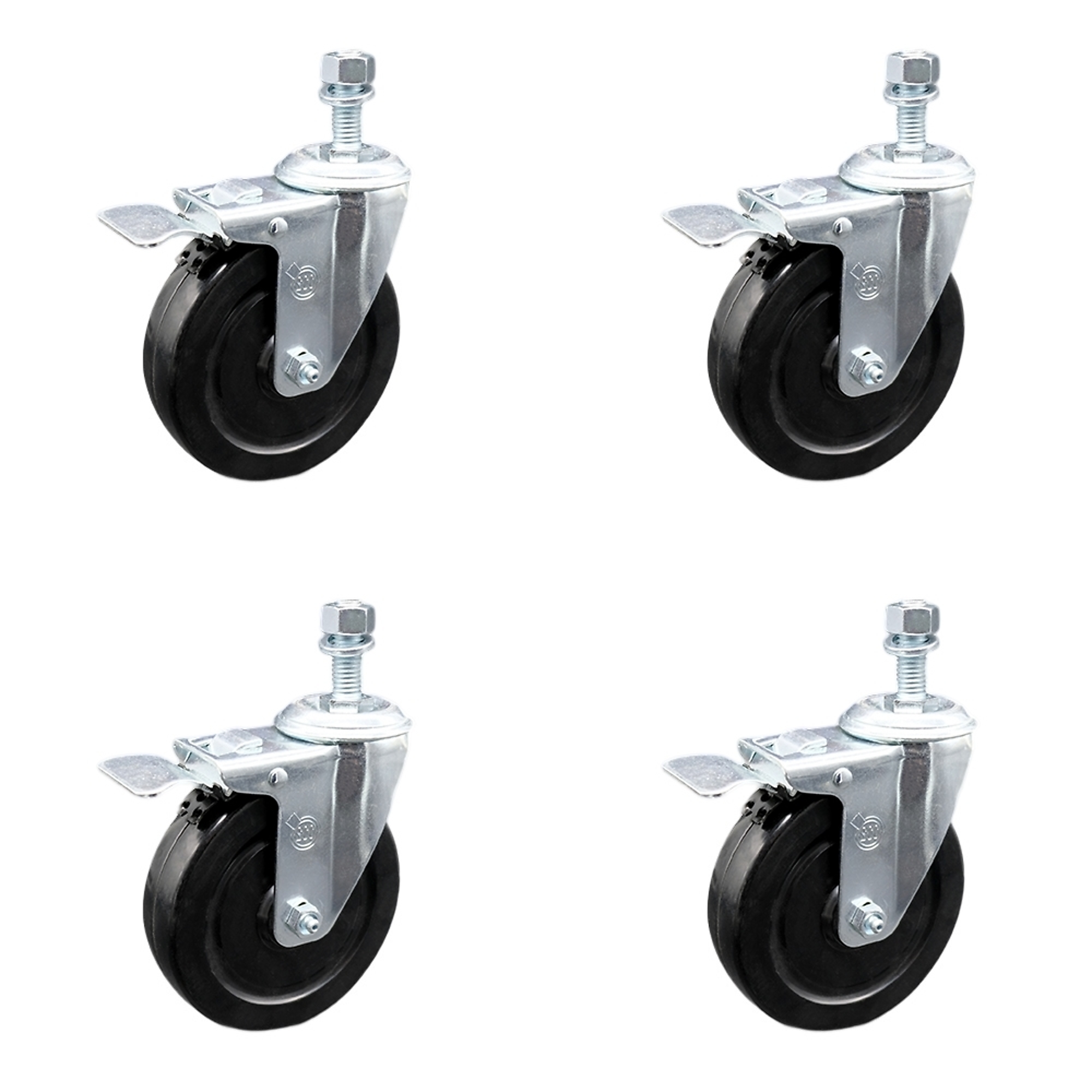 Service Caster, 5Inch x 1 1/4Inch Stem Casters, Wheel Diameter 5 in, Caster Type Swivel, Package (qty.) 4, Model SCC-SSTSTTL20S514-HRS-381615-4