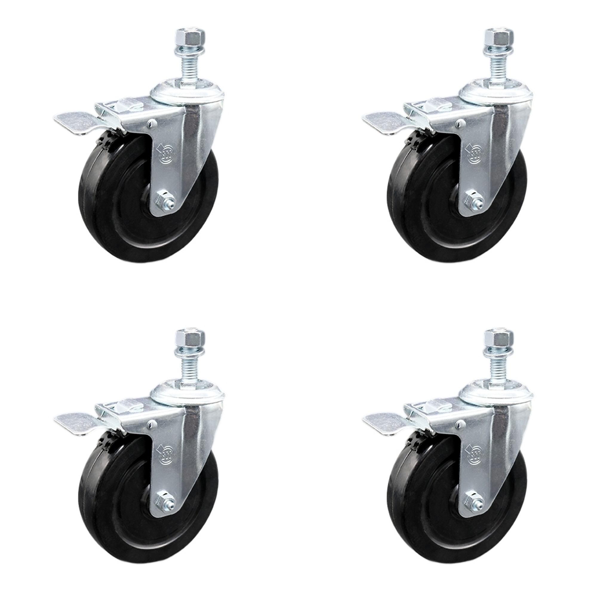 Service Caster, 5Inch x 1 1/4Inch Stem Casters, Wheel Diameter 5 in, Caster Type Swivel, Package (qty.) 4, Model SCC-SSTSTTL20S514-HRS-M1215-4