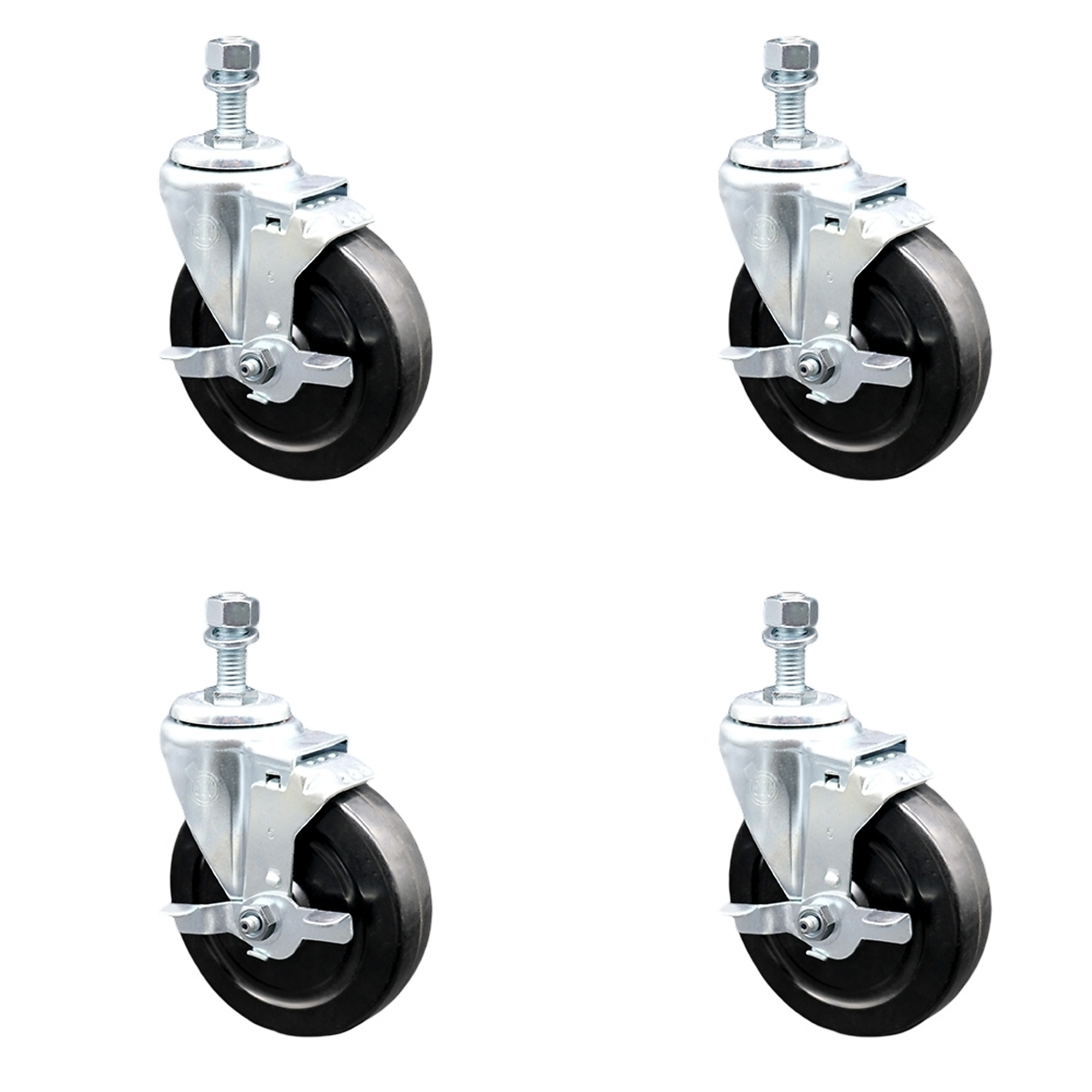 Service Caster, 5Inch x 1 1/4Inch Stem Casters, Wheel Diameter 5 in, Caster Type Swivel, Package (qty.) 4, Model SCC-SSTS20S514-HRS-TLB-M1215-4