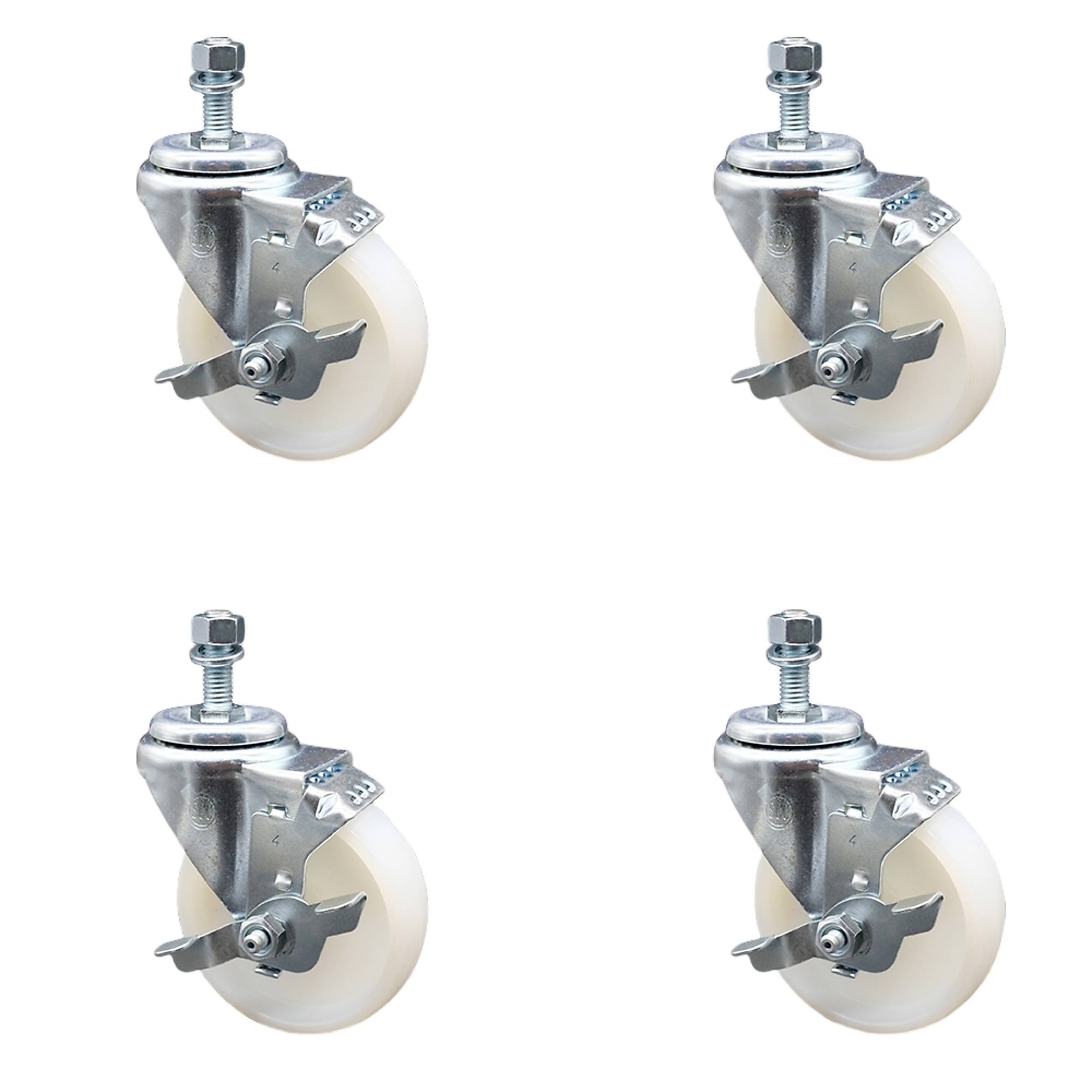 Service Caster, 4Inch x 1 1/4Inch Stem Casters, Wheel Diameter 4 in, Caster Type Swivel, Package (qty.) 4, Model SCC-TS20S414-NYS-TLB-121315-4