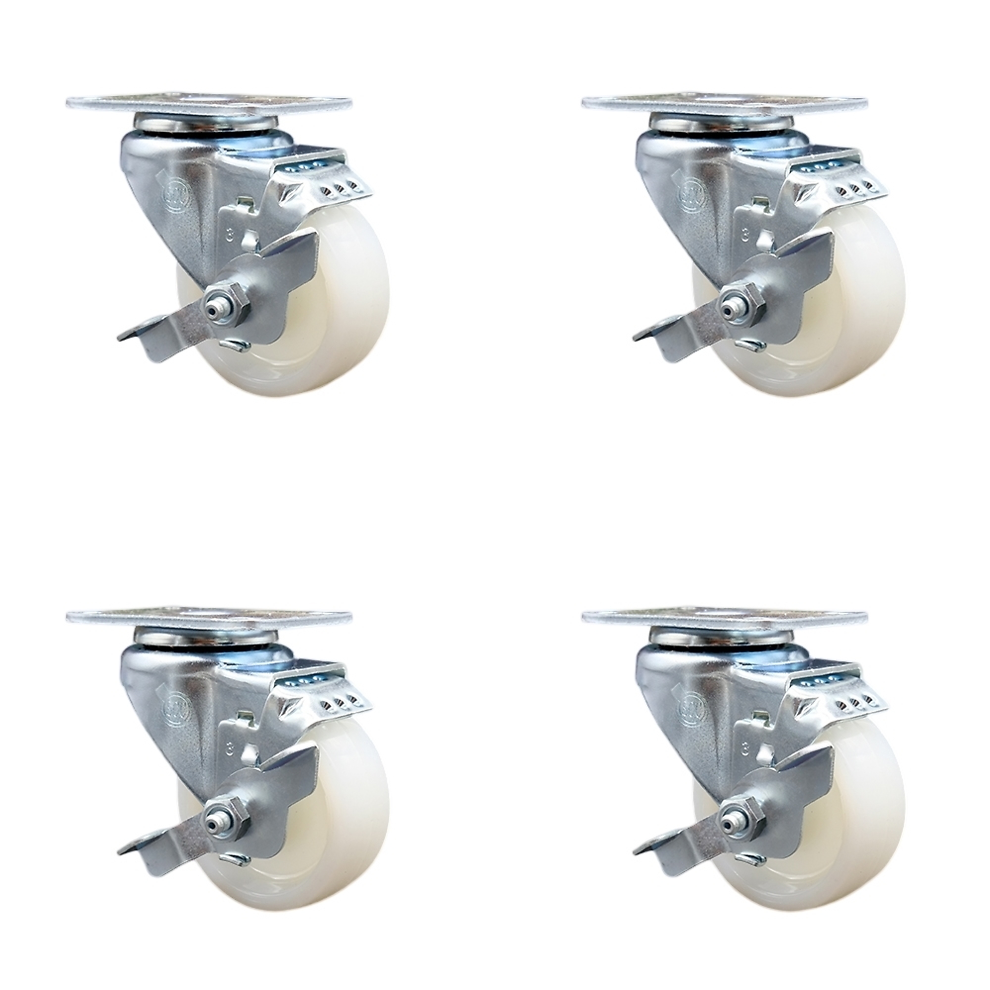 Service Caster, 3Inch x 1 1/4Inch Plate Casters, Wheel Diameter 3 in, Caster Type Swivel, Package (qty.) 4, Model SCC-SS20S314-NYS-TLB-4