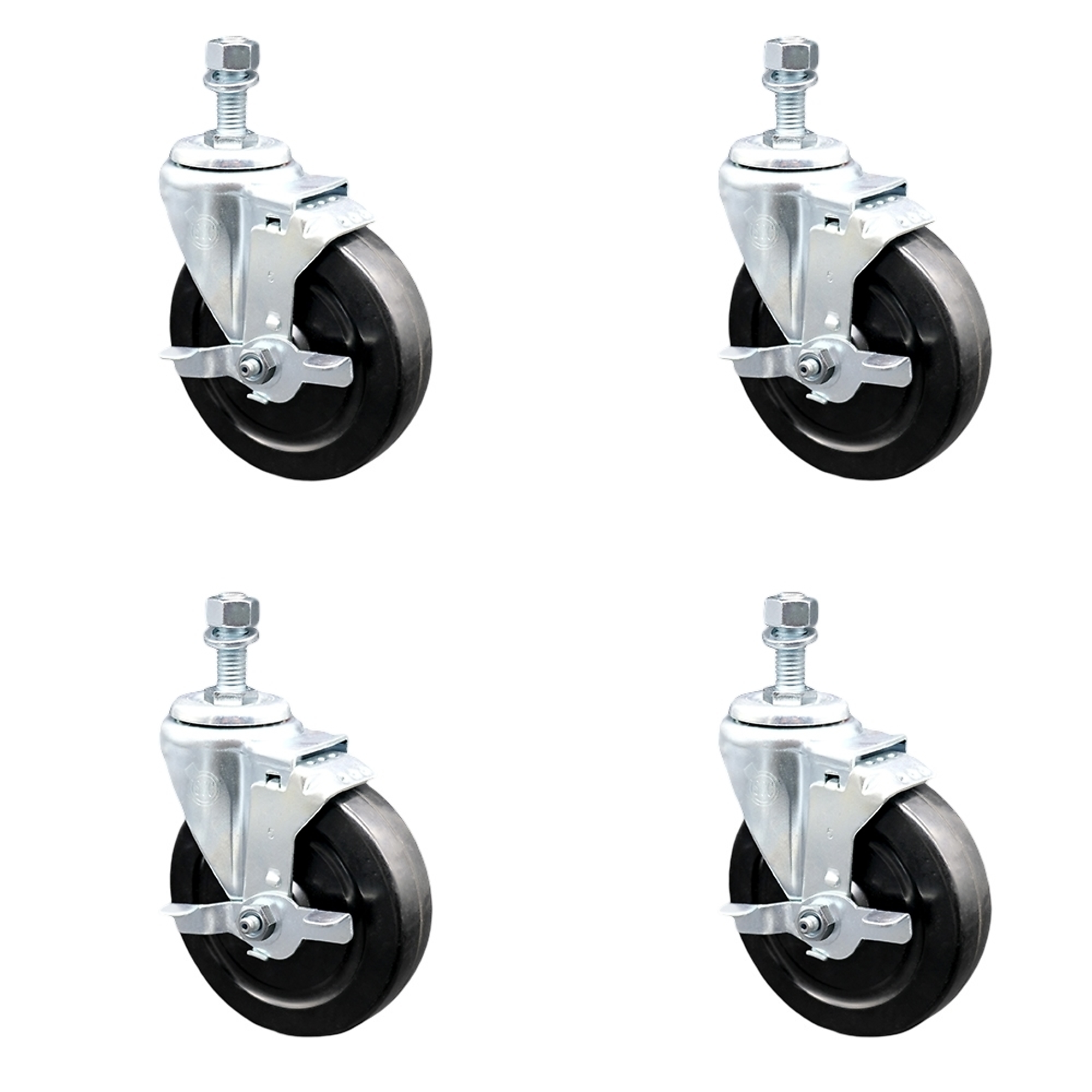 Service Caster, 5Inch x 1 1/4Inch Stem Casters, Wheel Diameter 5 in, Caster Type Swivel, Package (qty.) 4, Model SCC-SSTS20S514-HRS-TLB-M1015-4