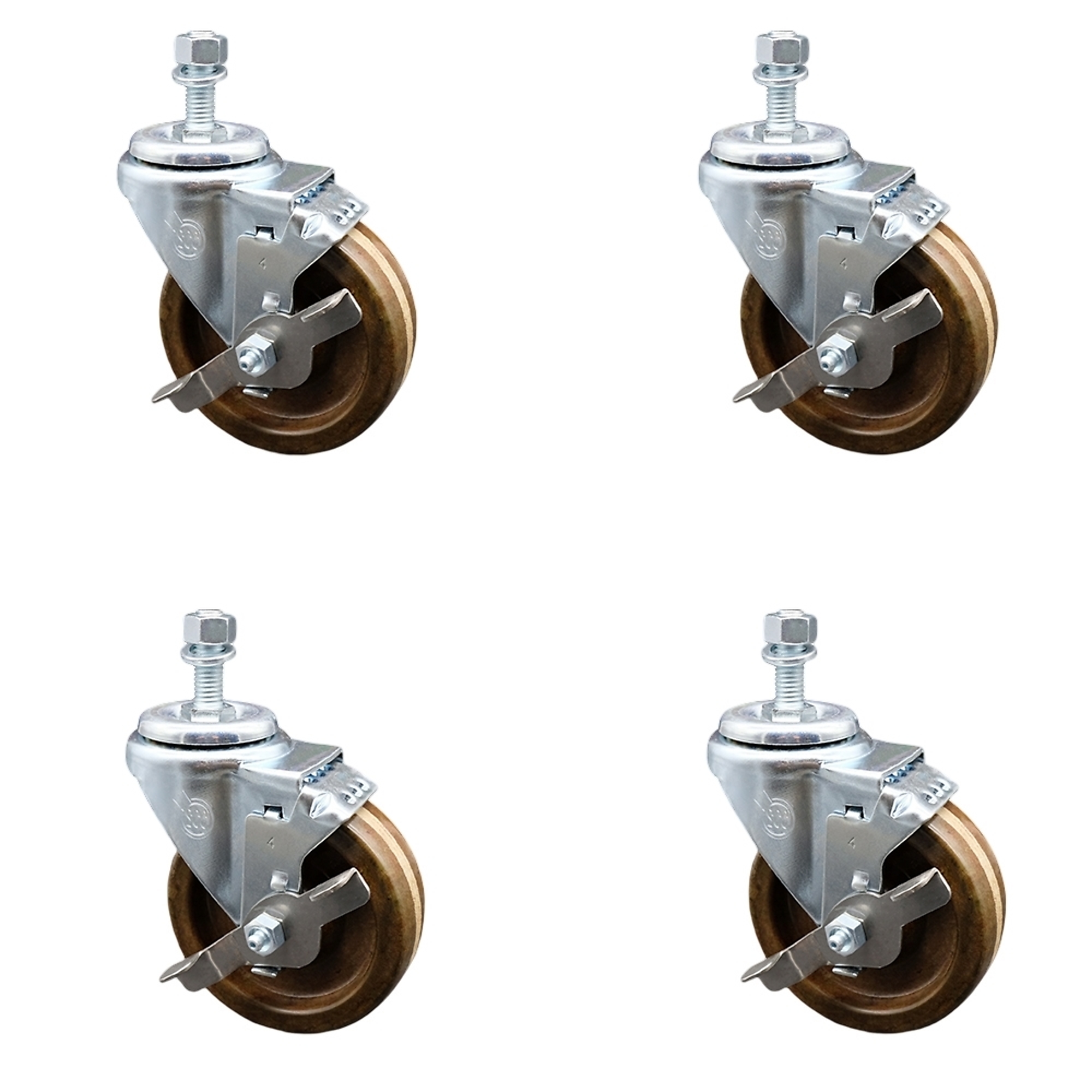 Service Caster, 4Inch x 1 1/4Inch Stem Casters, Wheel Diameter 4 in, Caster Type Swivel, Package (qty.) 4, Model SCC-TS20S414-PHRHT-TLB-121315-4