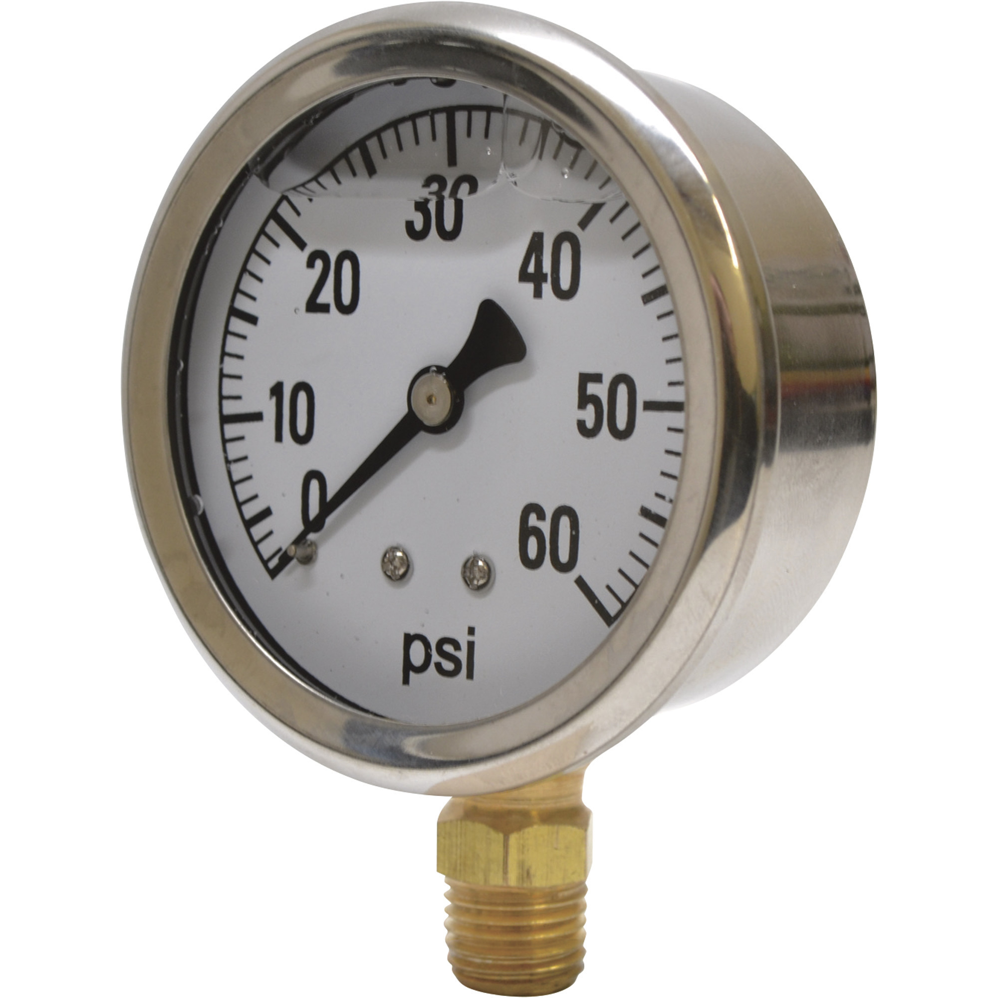 Valley Instrument 2 1/2Inch Stainless Steel Glycerin Pressure Gauge, 0-60 PSI