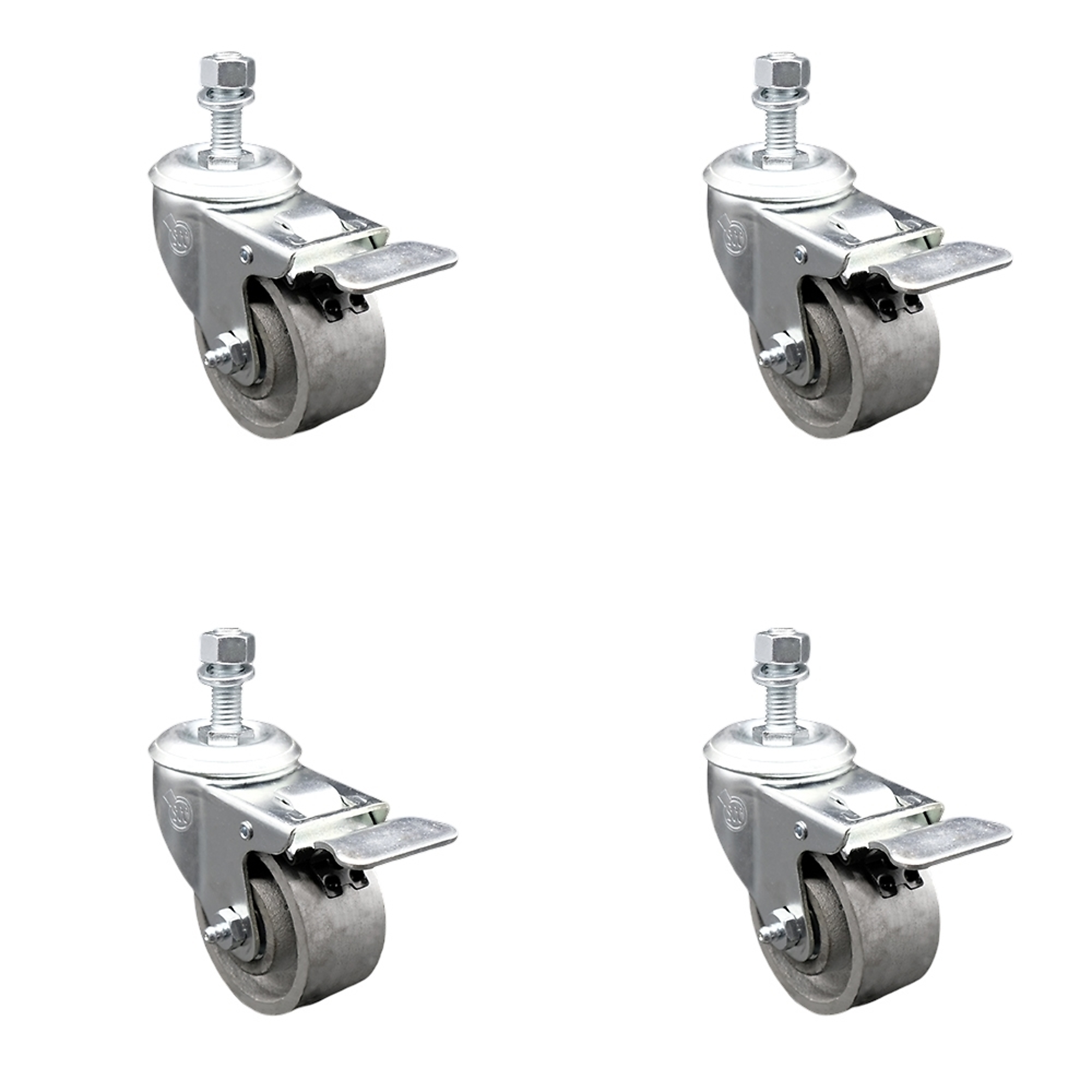 Service Caster, 3Inch x 1 1/2Inch Stem Casters, Wheel Diameter 3 in, Caster Type Swivel, Package (qty.) 4, Model SCC-TSTTL20S315-SSR-M1215-4