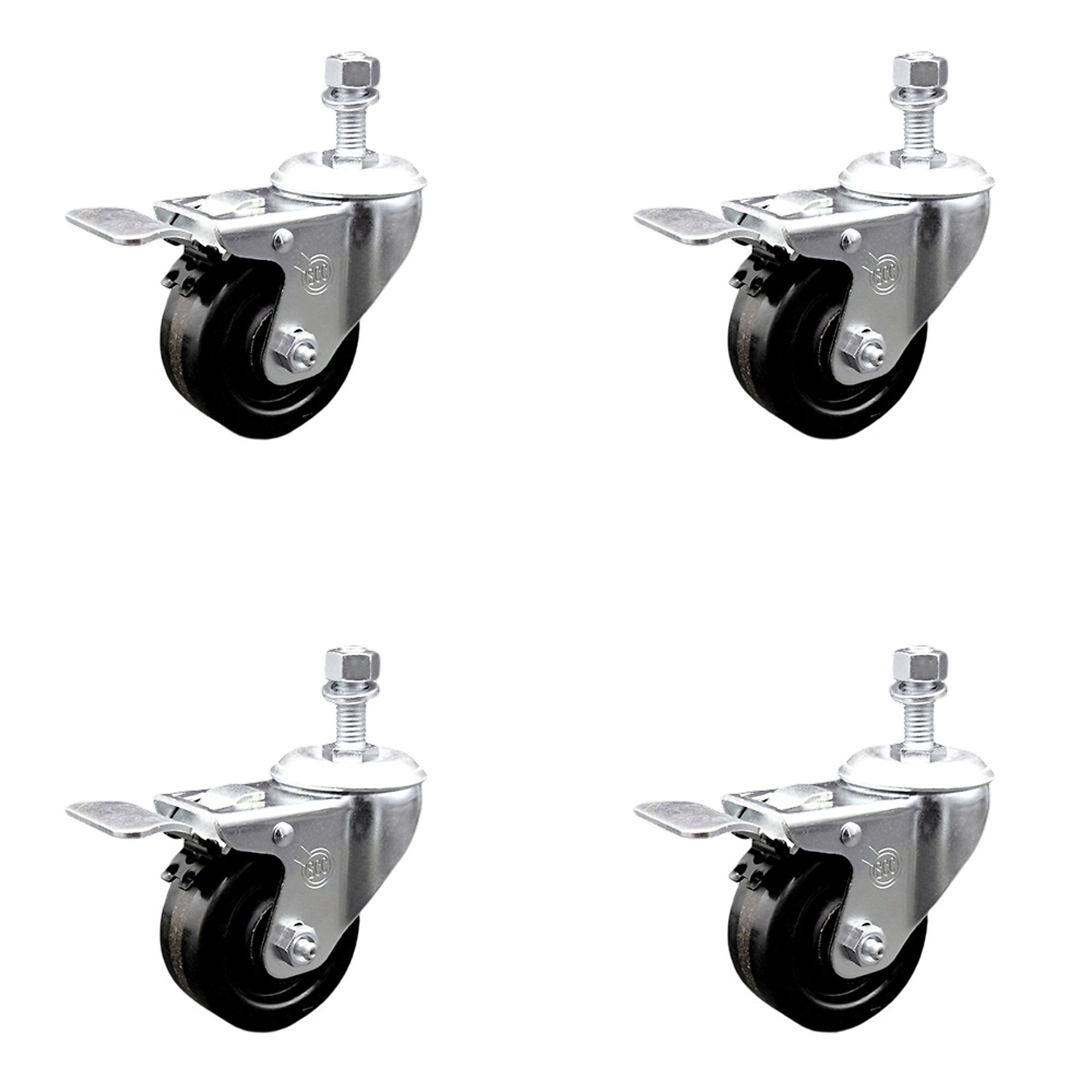 Service Caster, 3 1/2Inch x 1 1/4Inch Stem Casters, Wheel Diameter 3.5 in, Caster Type Swivel, Package (qty.) 4, Model SCC-TSTTL20S3514-PHR-121315-4