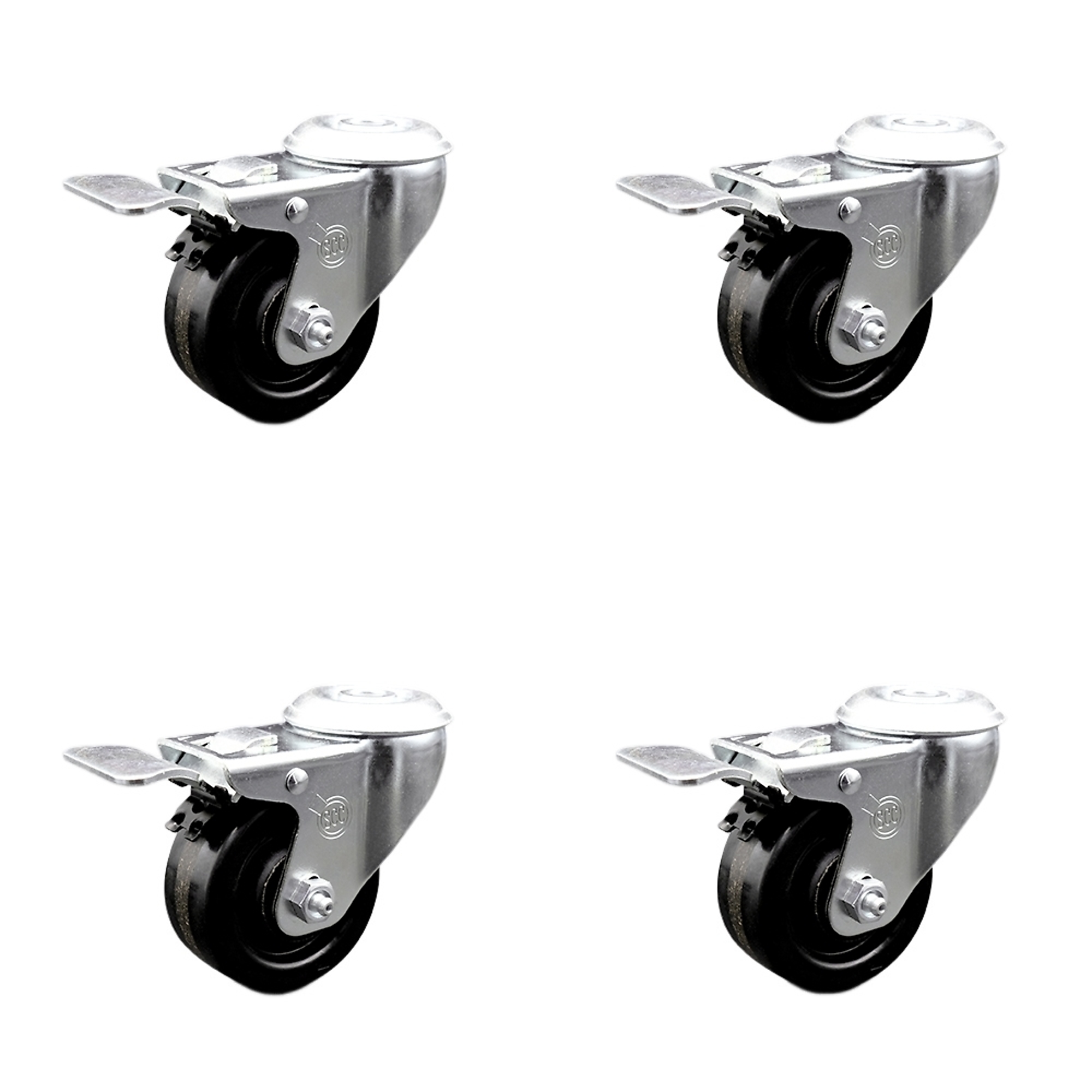 Service Caster, 3 1/2Inch x 1 1/4Inch Stem Casters, Wheel Diameter 3.5 in, Caster Type Swivel, Package (qty.) 4, Model SCC-BHTTL20S3514-PHR-4