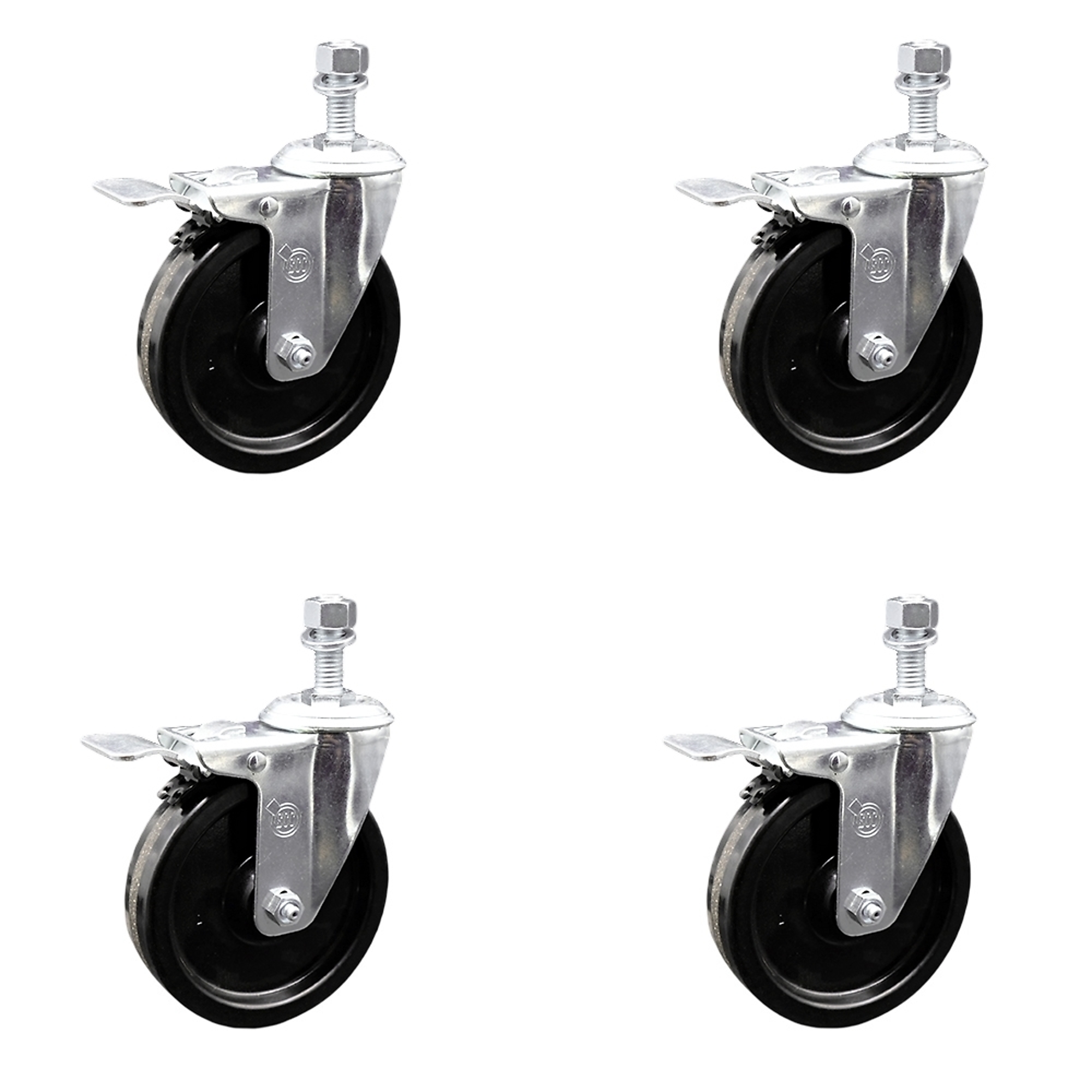 Service Caster, 5Inch x 1 1/4Inch Stem Casters, Wheel Diameter 5 in, Caster Type Swivel, Package (qty.) 4, Model SCC-TSTTL20S514-PHR-121315-4