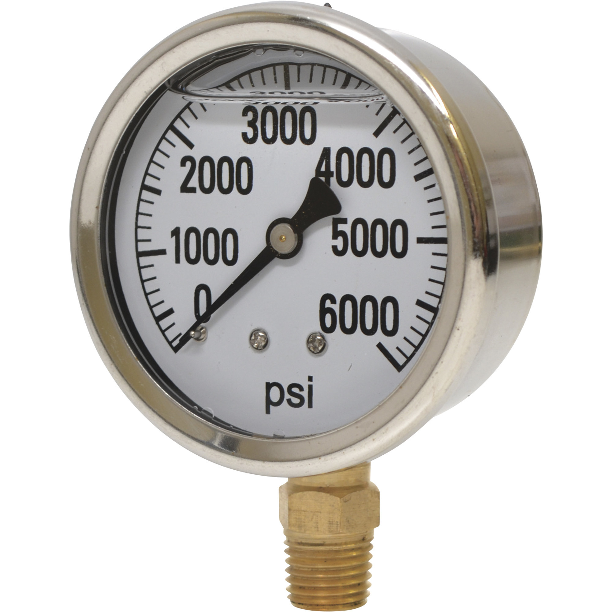 Valley Instrument 2 1/2Inch Stainless Steel Glycerin Gauge, 0-6,000 PSI