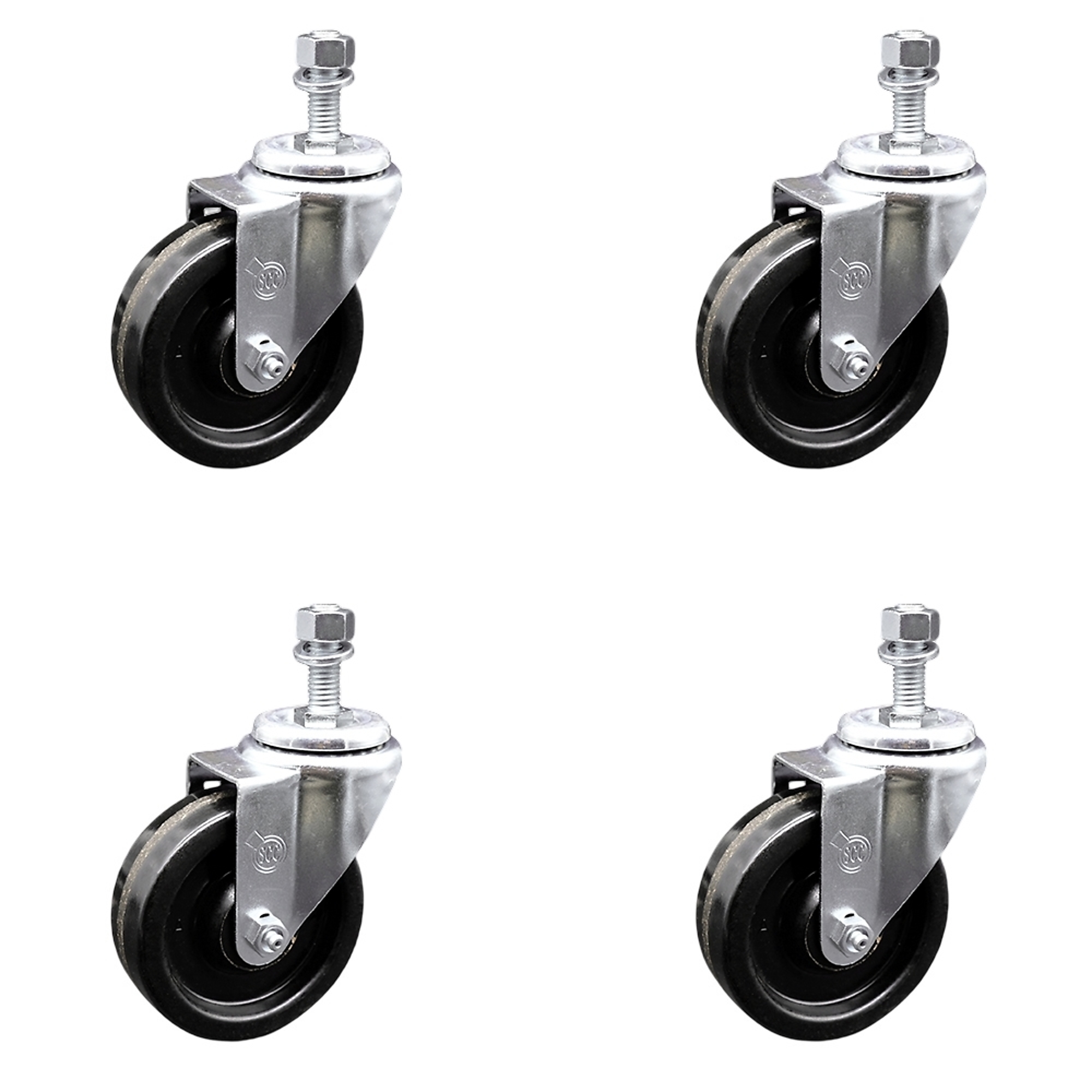 Service Caster, 4Inch x 1 1/4Inch Stem Casters, Wheel Diameter 4 in, Caster Type Swivel, Package (qty.) 4, Model SCC-TS20S414-PHR-M1215-4