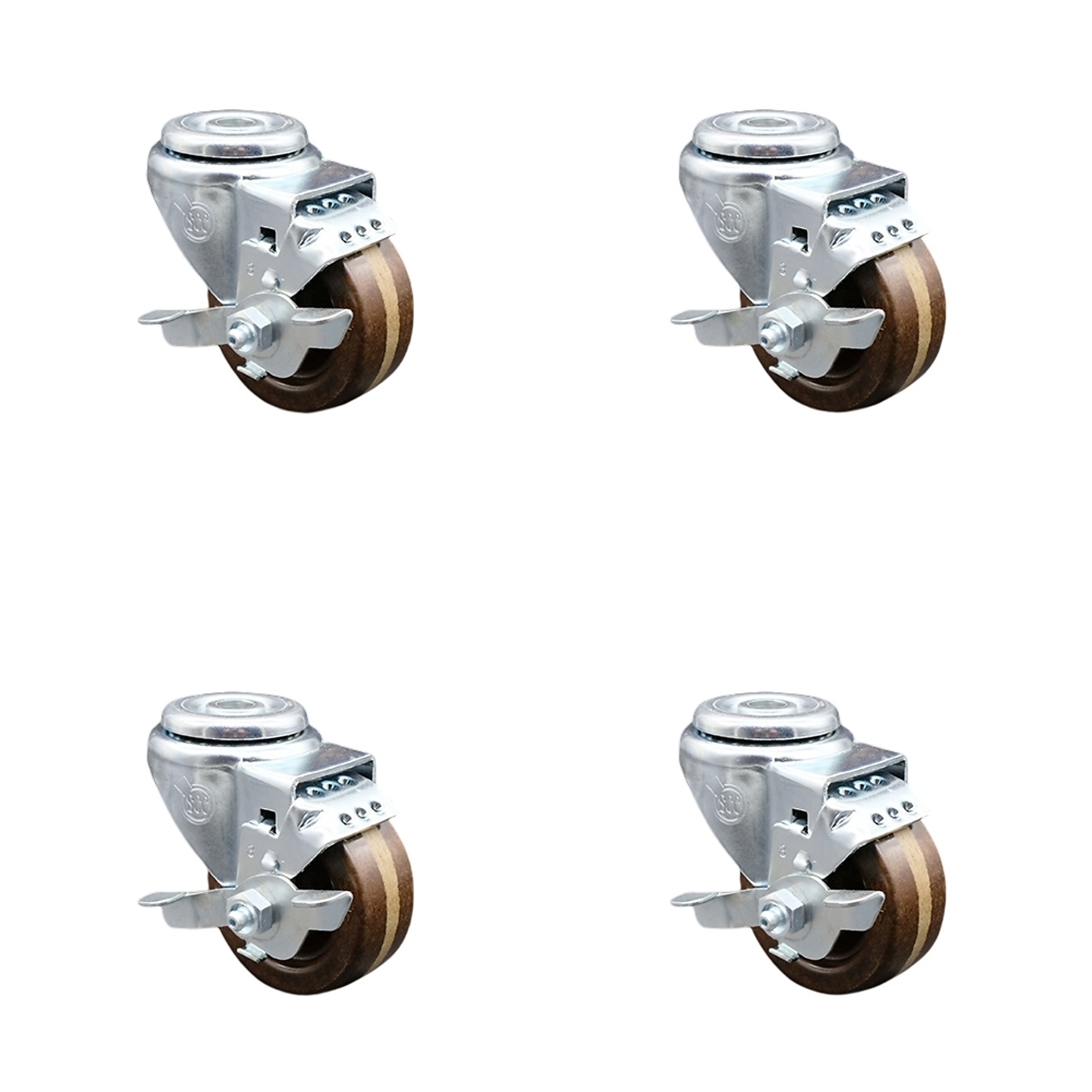 Service Caster, 3Inch x 1 1/4Inch Stem Casters, Wheel Diameter 3 in, Caster Type Swivel, Package (qty.) 4, Model SCC-BH20S314-PHRHT-TLB-4