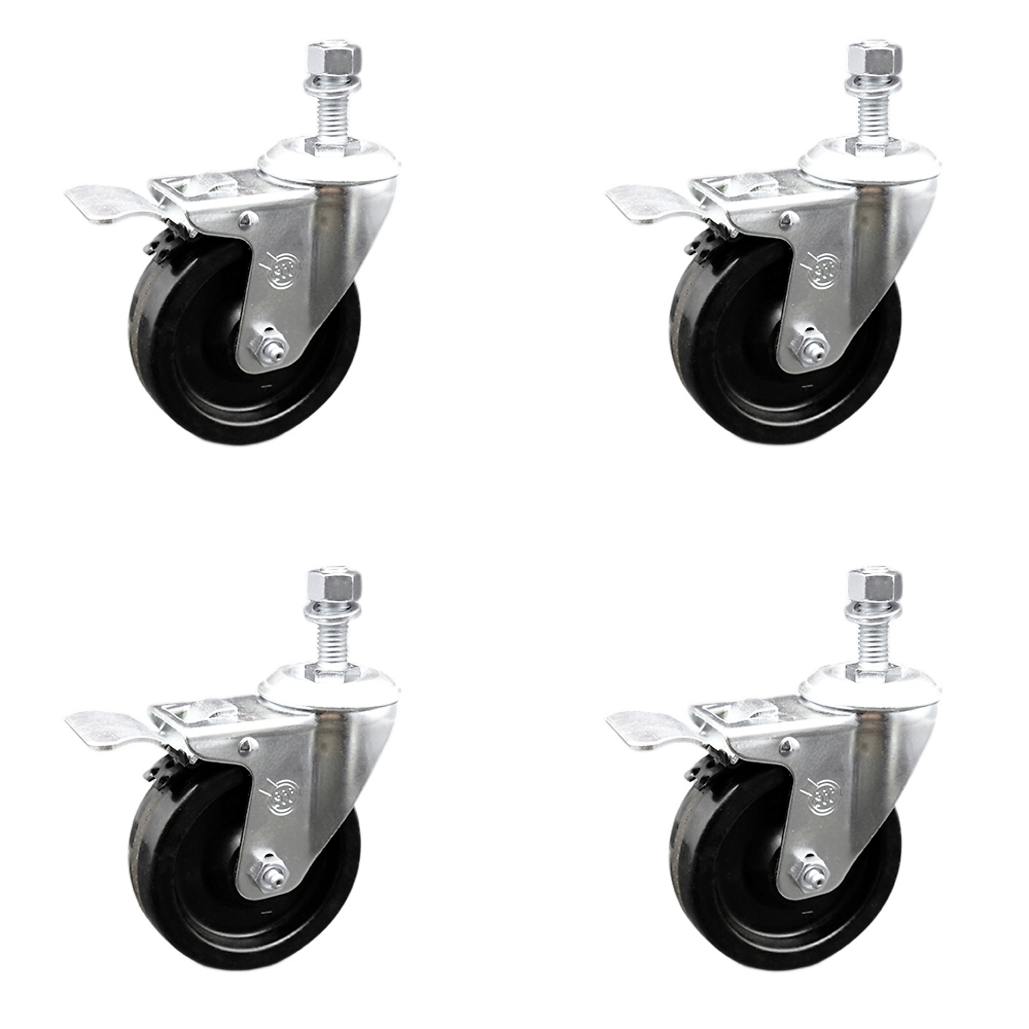 Service Caster, 4Inch x 1 1/4Inch Stem Casters, Wheel Diameter 4 in, Caster Type Swivel, Package (qty.) 4, Model SCC-TSTTL20S414-PHR-M1215-4