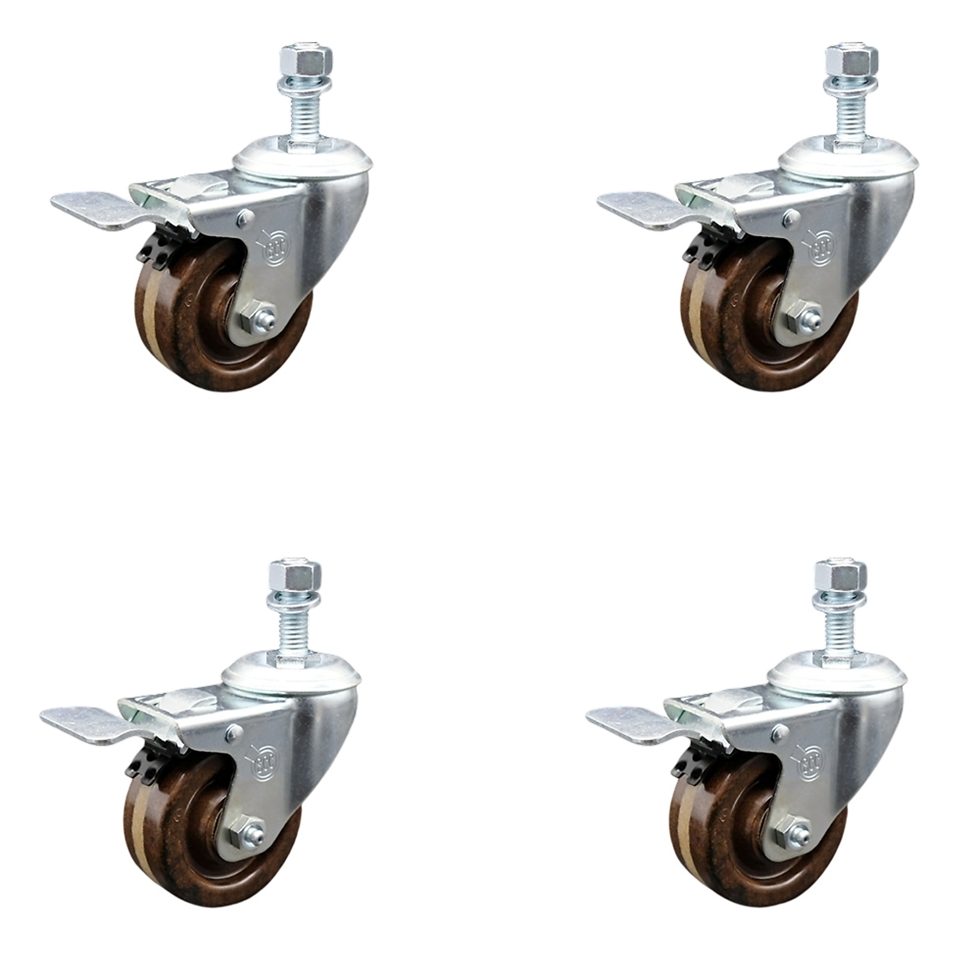 Service Caster, 3Inch x 1 1/4Inch Stem Casters, Wheel Diameter 3 in, Caster Type Swivel, Package (qty.) 4, Model SCC-TSTTL20S314-PHRHT-M1015-4