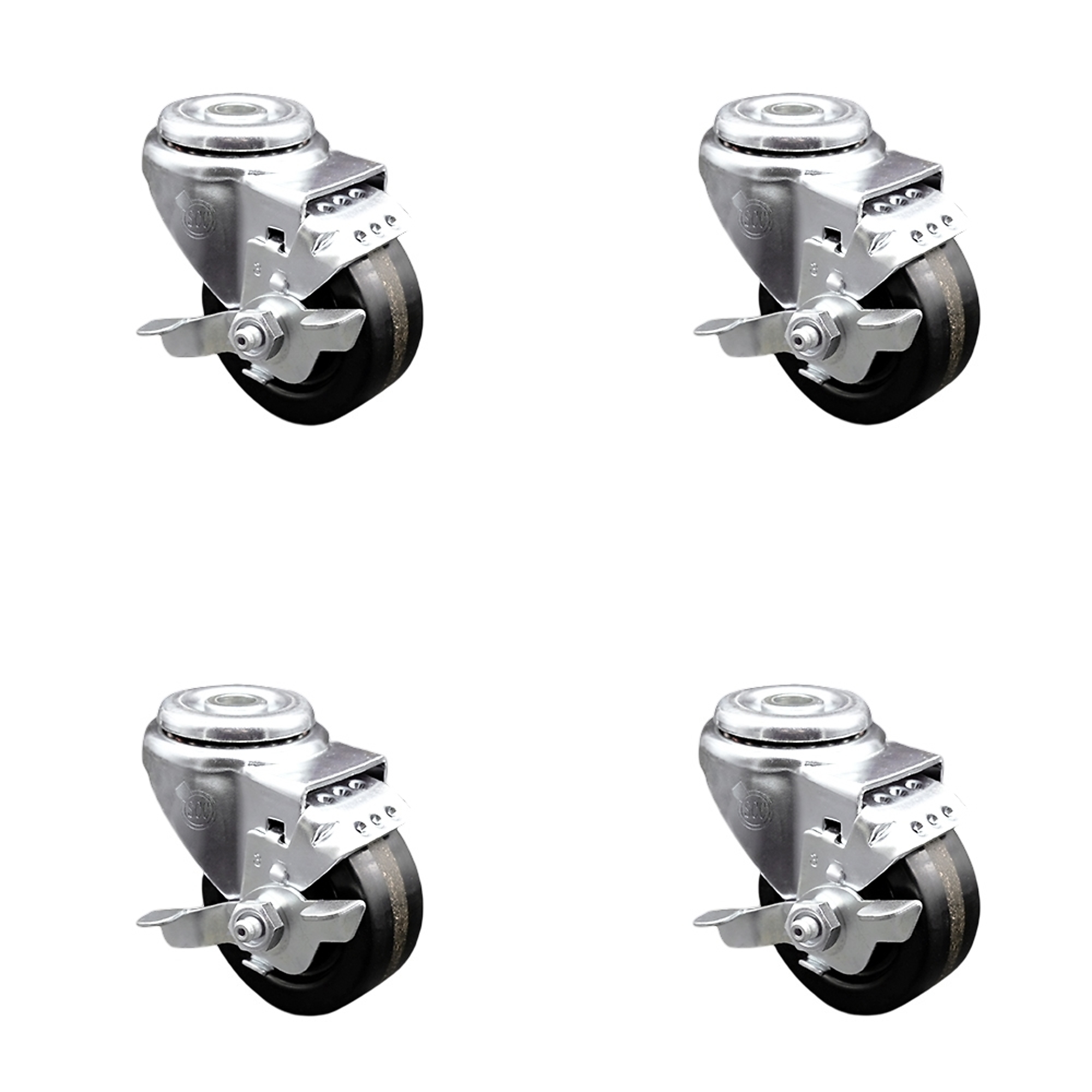 Service Caster, 3Inch x 1 1/4Inch Stem Casters, Wheel Diameter 3 in, Caster Type Swivel, Package (qty.) 4, Model SCC-BH20S314-PHS-TLB-4