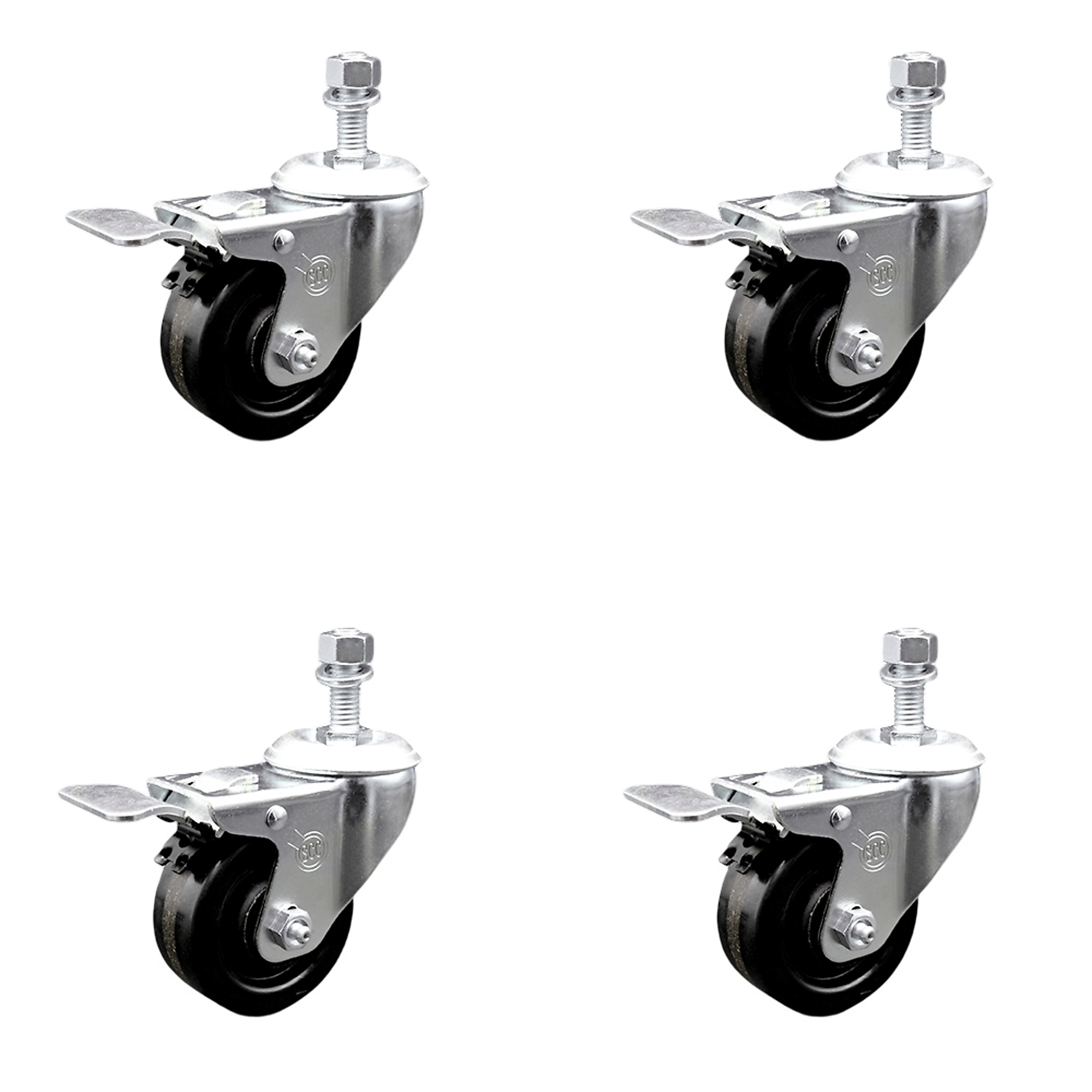 Service Caster, 3 1/2Inch x 1 1/4Inch Stem Casters, Wheel Diameter 3.5 in, Caster Type Swivel, Package (qty.) 4, Model SCC-TSTTL20S3514-PHS-121315-4