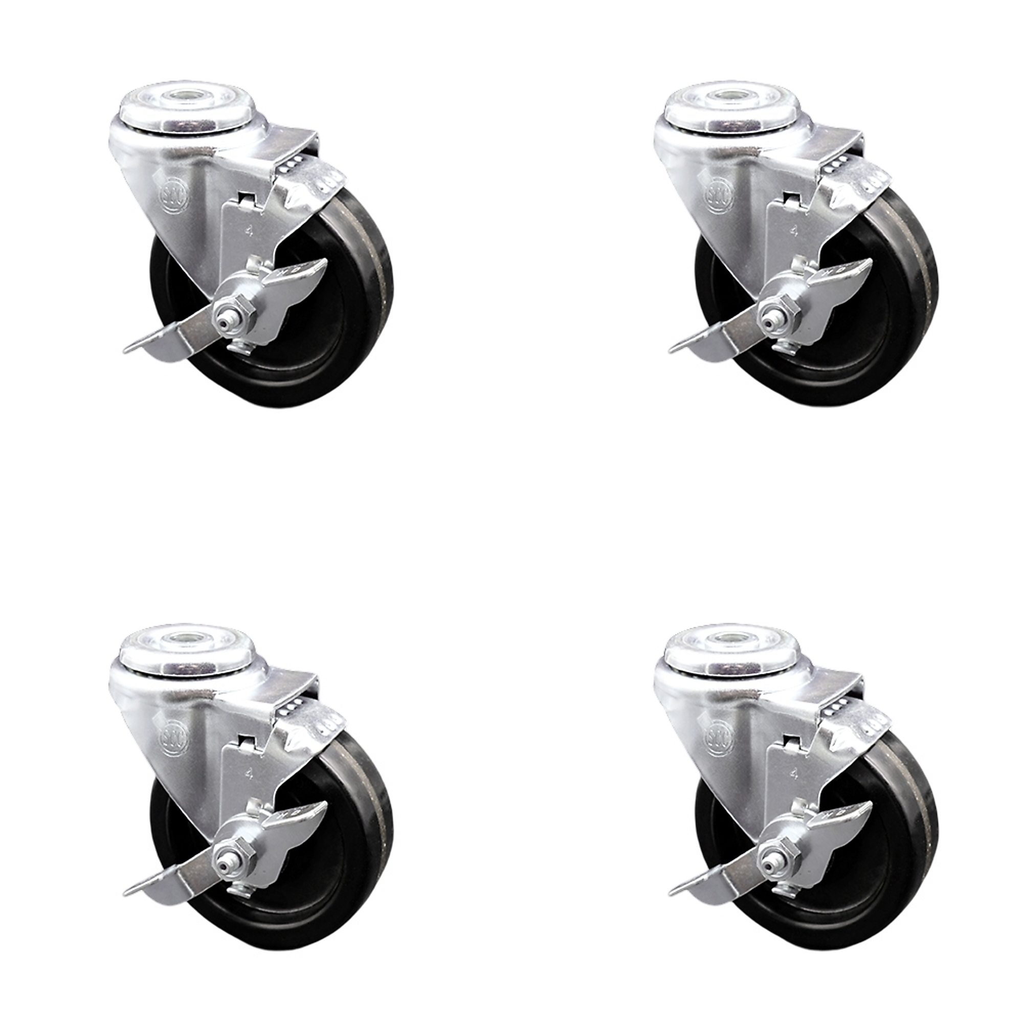 Service Caster, 4Inch x 1 1/4Inch Stem Casters, Wheel Diameter 4 in, Caster Type Swivel, Package (qty.) 4, Model SCC-BH20S414-PHS-TLB-4