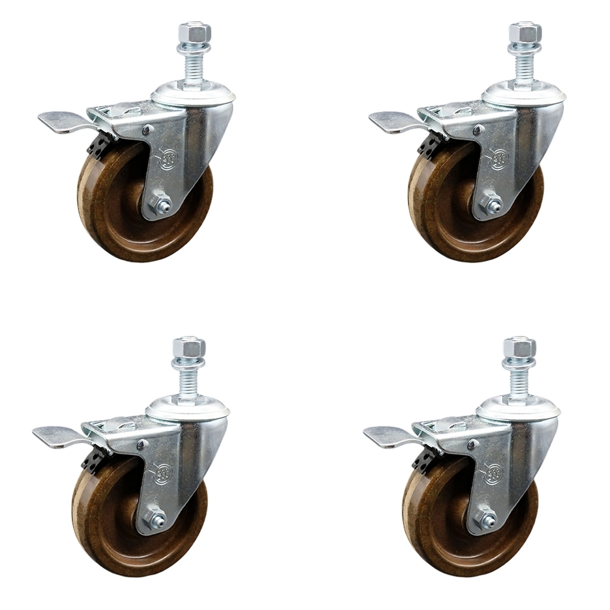 Service Caster, 4Inch x 1 1/4Inch Stem Casters, Wheel Diameter 4 in, Caster Type Swivel, Package (qty.) 4, Model SCC-TSTTL20S414-PHRHT-M1215-4