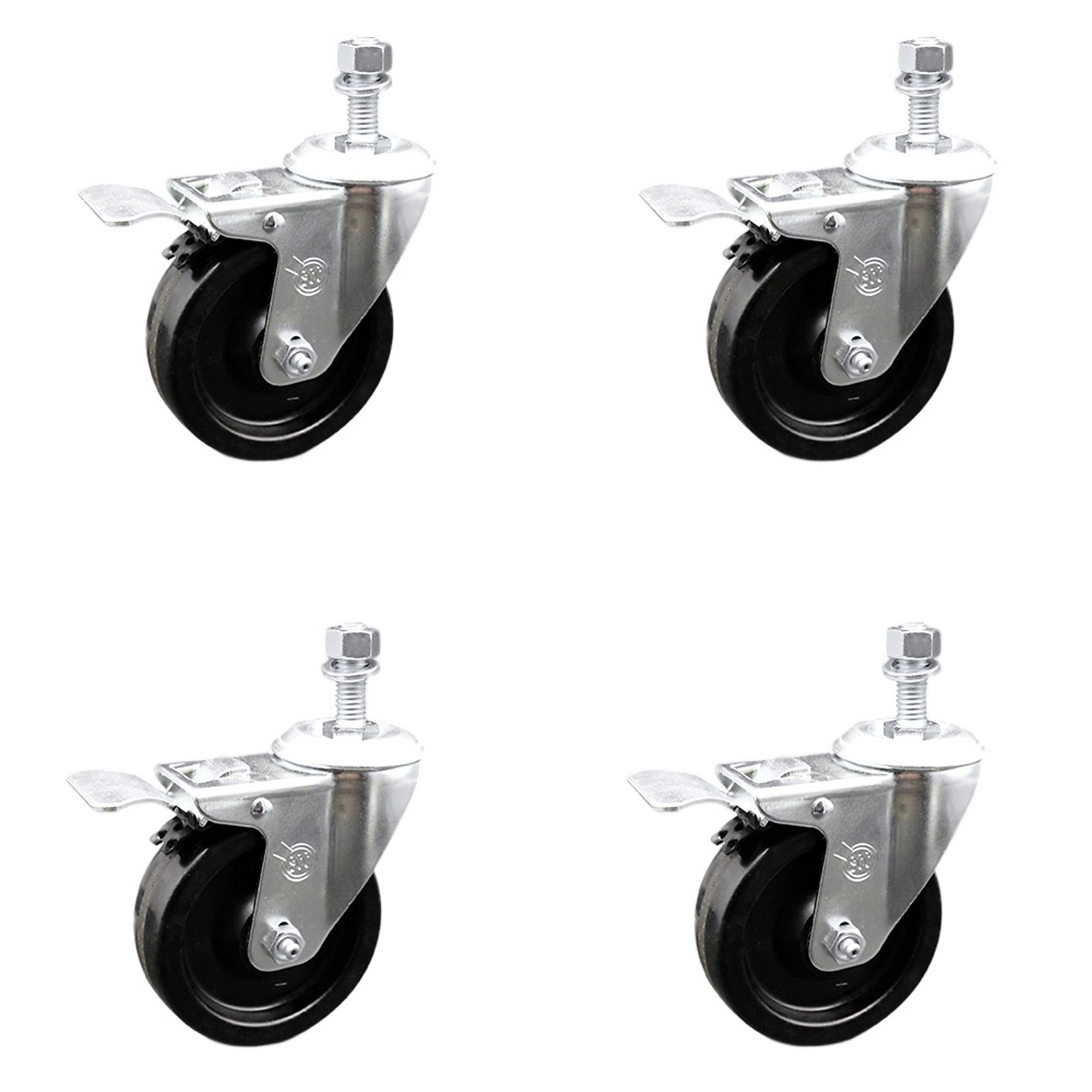 Service Caster, 4Inch x 1 1/4Inch Stem Casters, Wheel Diameter 4 in, Caster Type Swivel, Package (qty.) 4, Model SCC-TSTTL20S414-PHS-121315-4